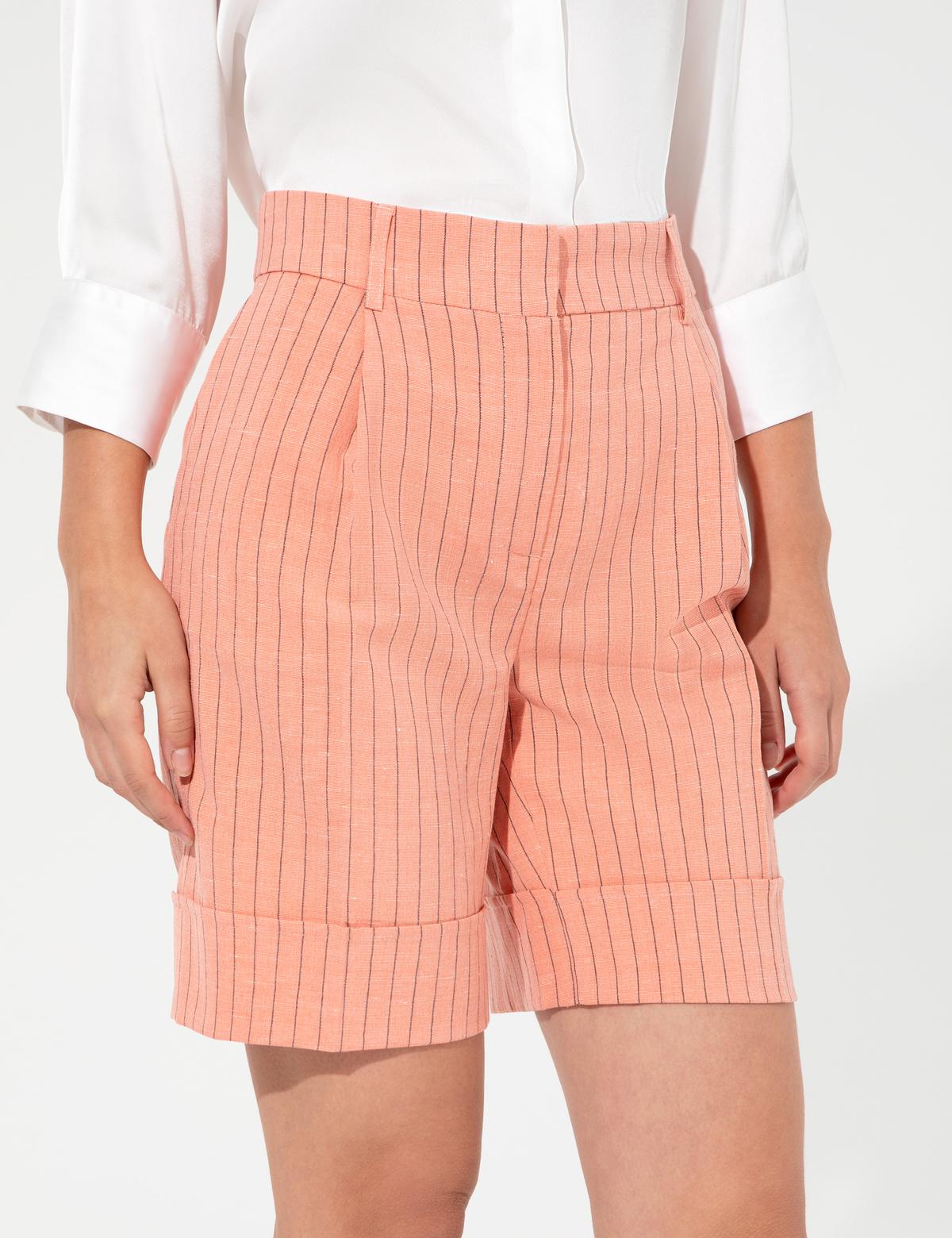 Turuncu Keten Karışımlı Şort - 50247232002