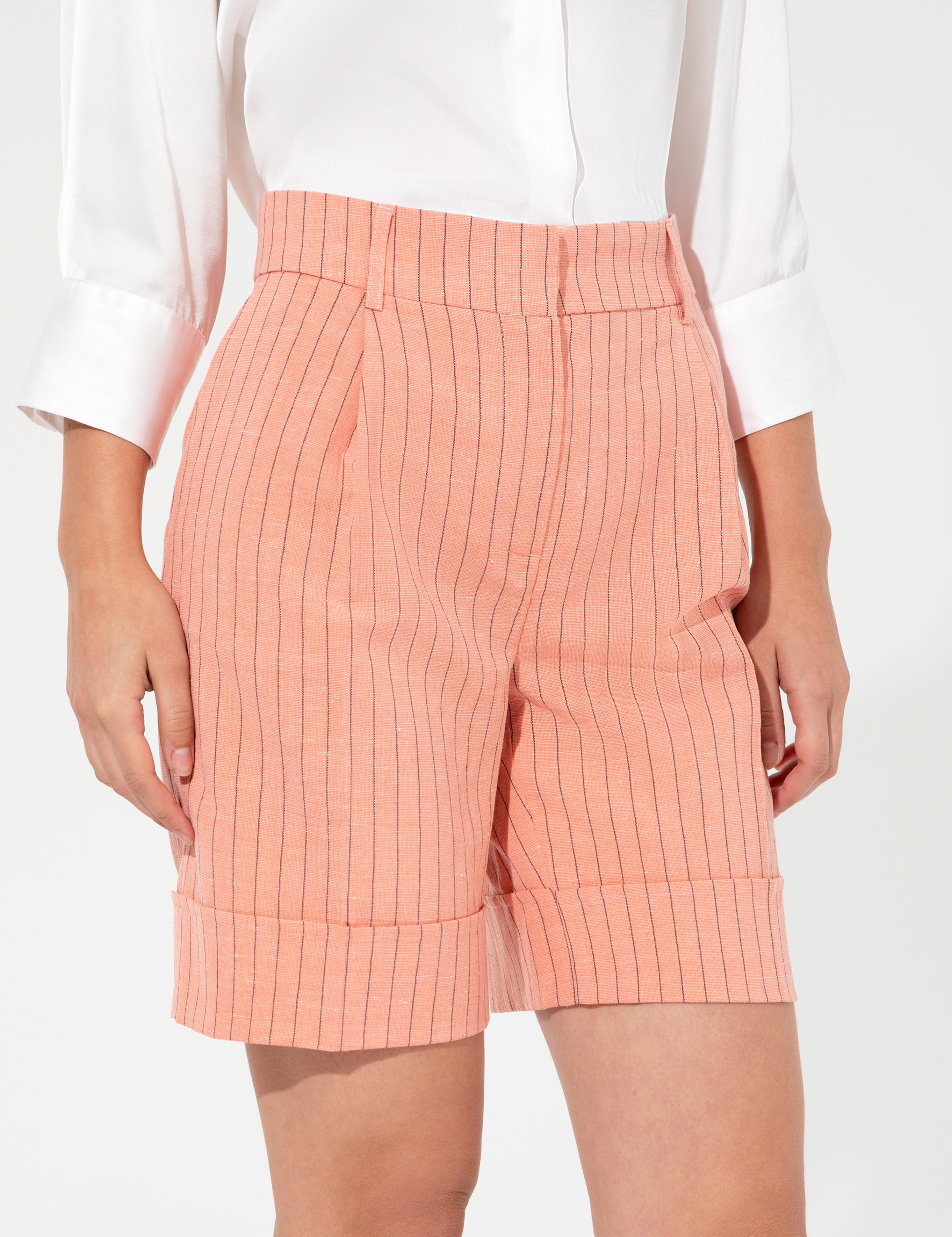 Turuncu Keten Karışımlı Şort