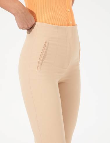 Ekru Carrot Fit Kumaş Pantolon