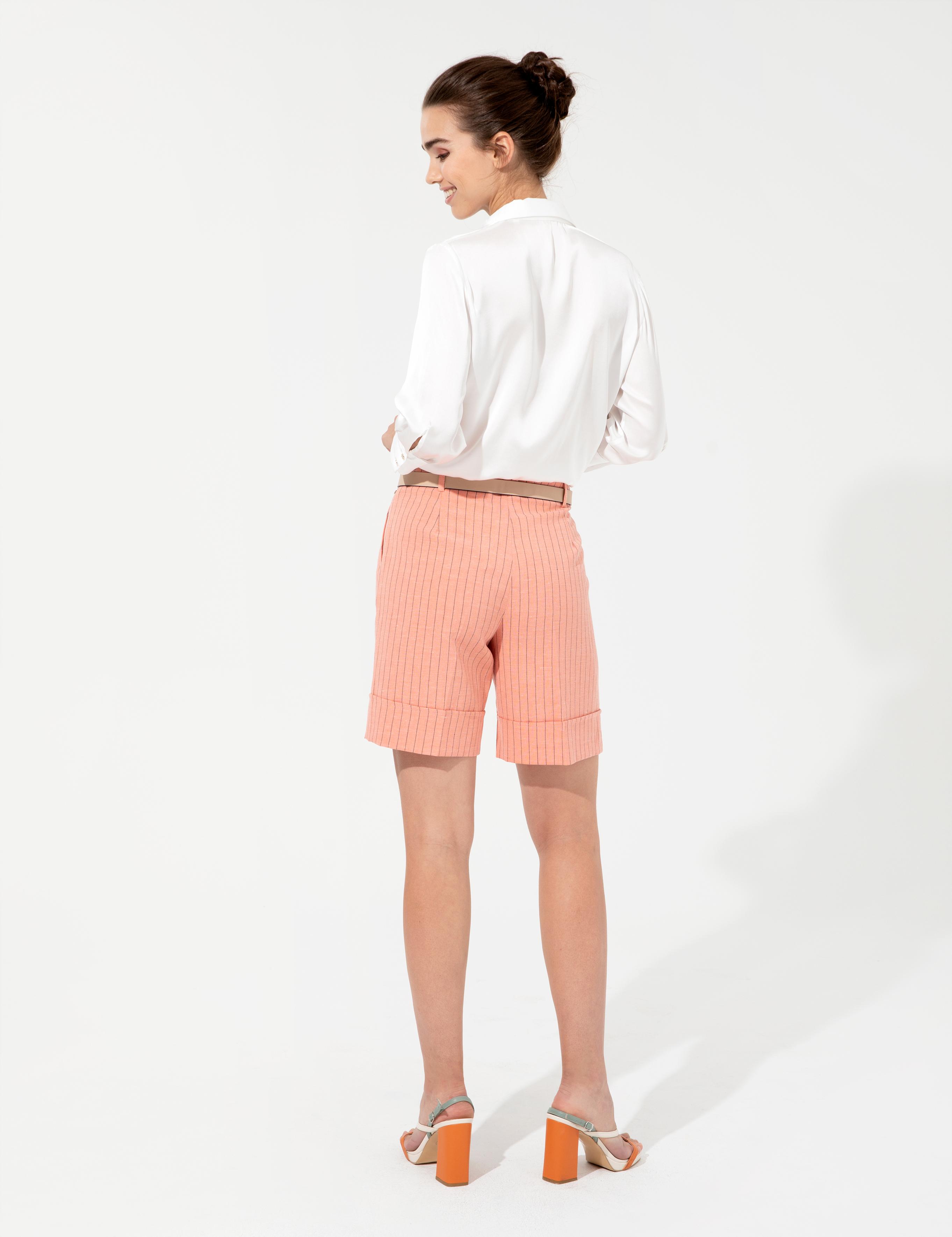 Turuncu Keten Karışımlı Şort