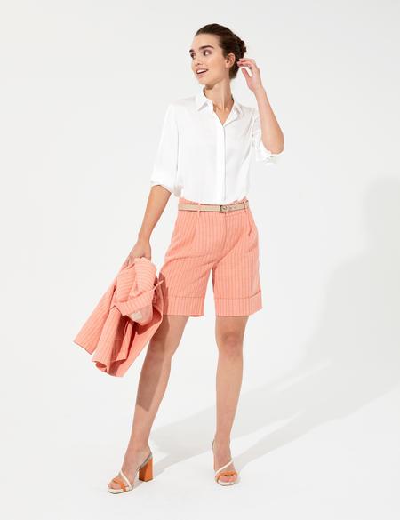 Turuncu Keten Karışımlı Şort - 50247232002