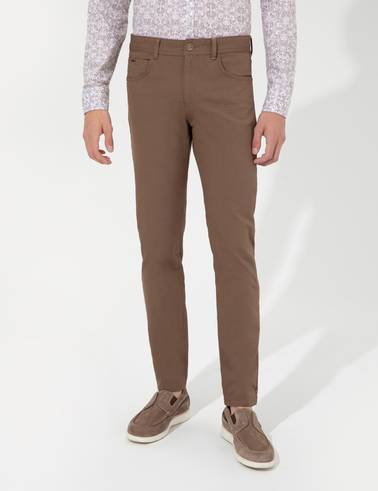 Açık Kahverengi Slim Fit Kanvas Pantolon
