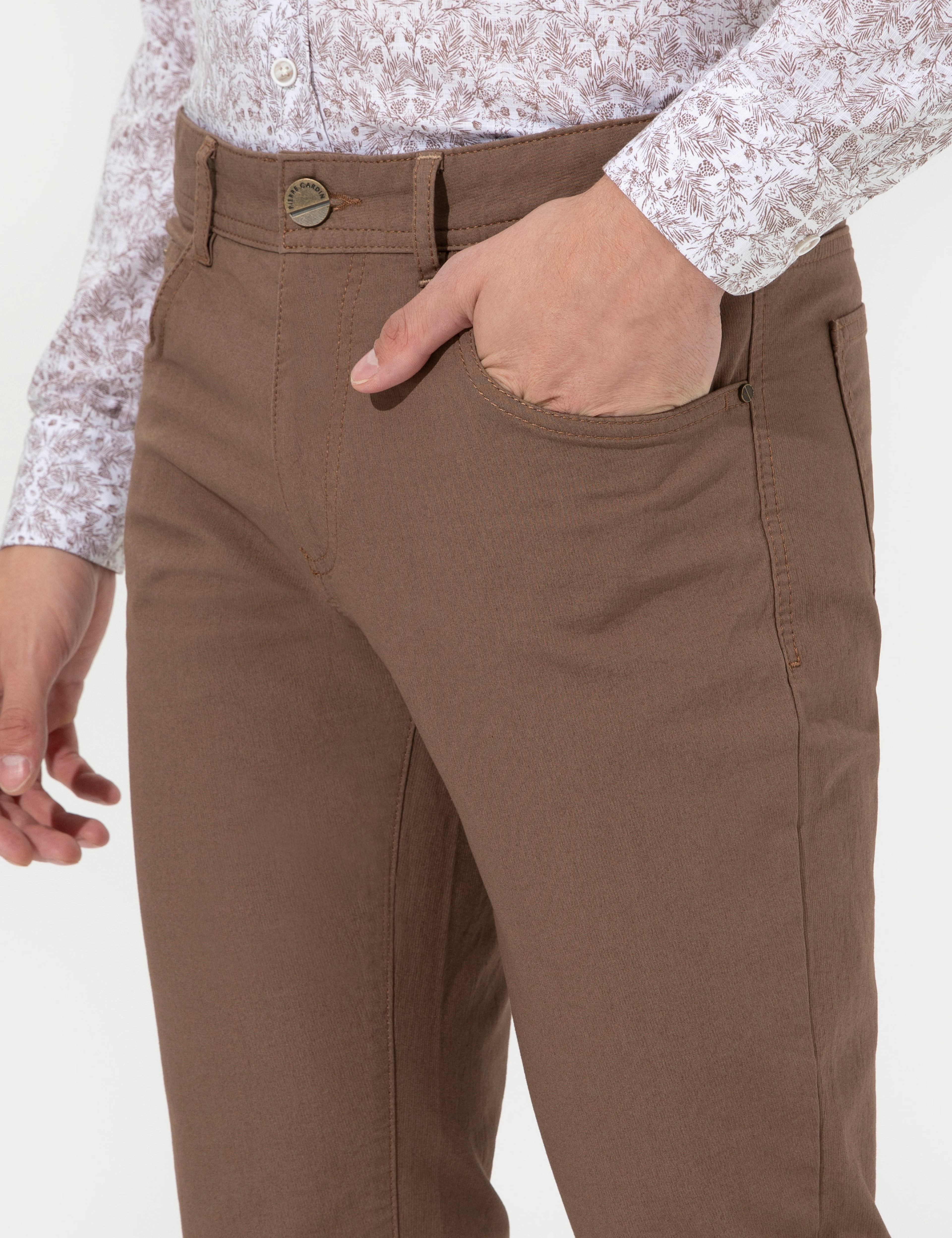 Açık Kahverengi Slim Fit Kanvas Pantolon - Image 6