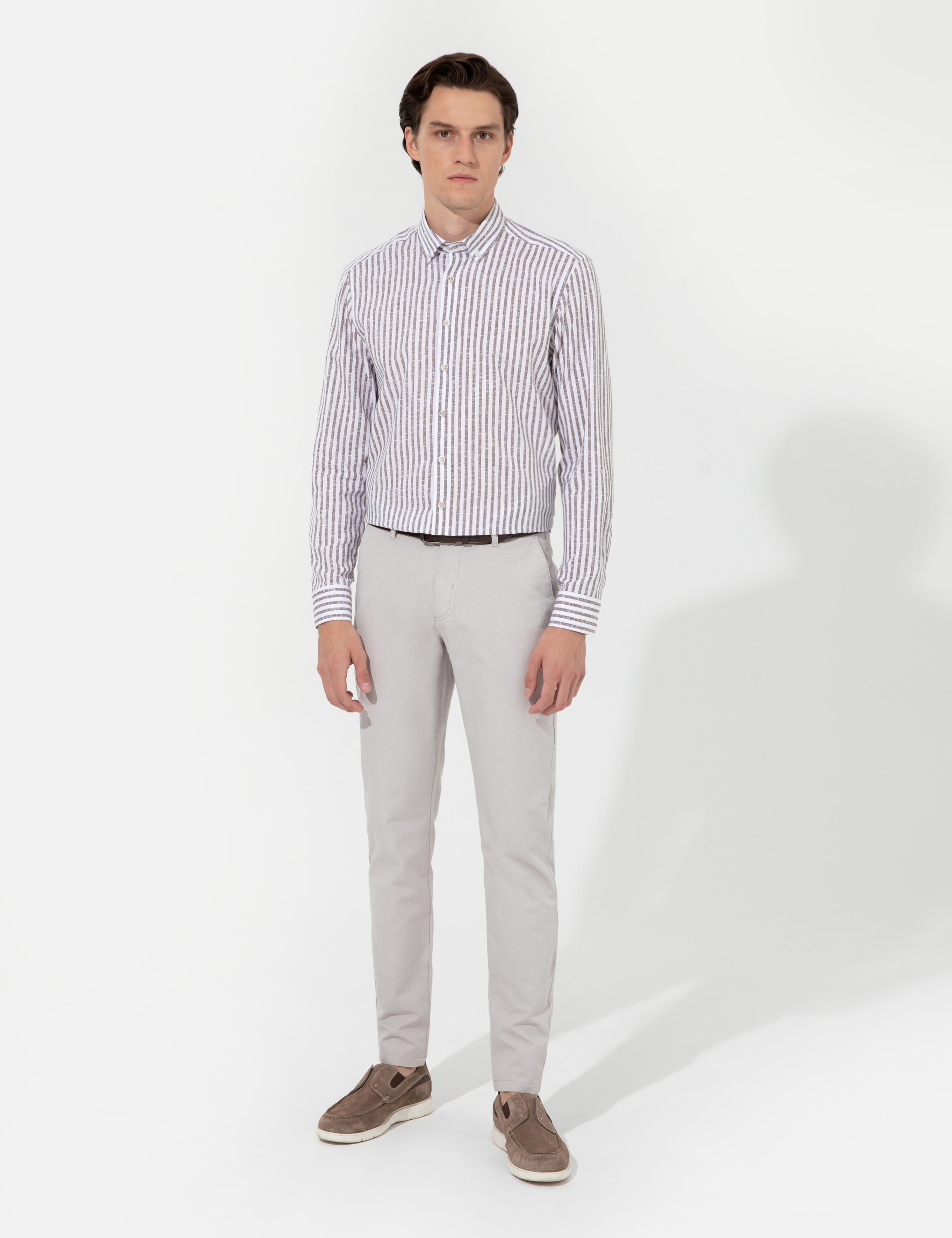 Gri Slim Fit Chino Pantolon