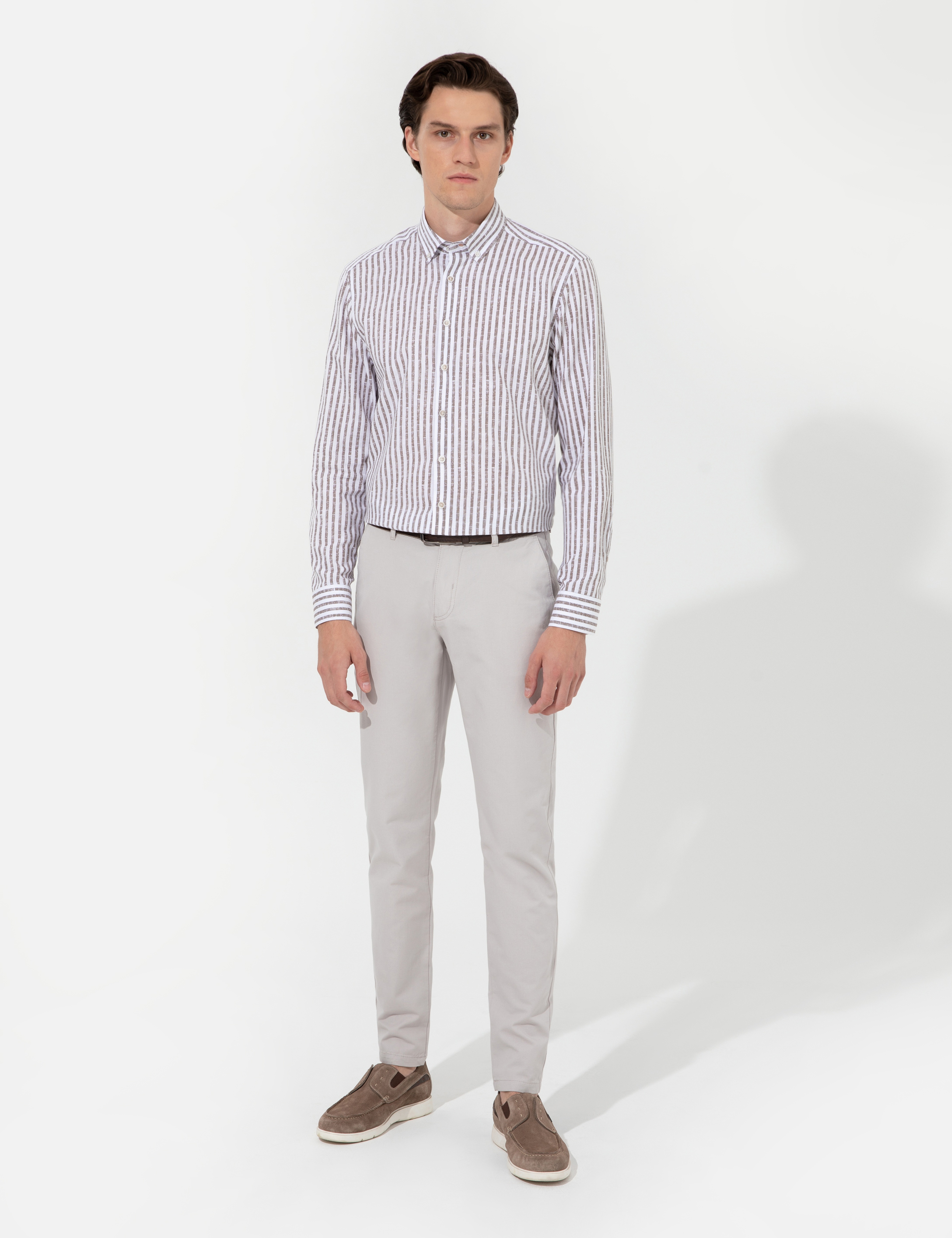 Gri Slim Fit Chino Pantolon - Image 3