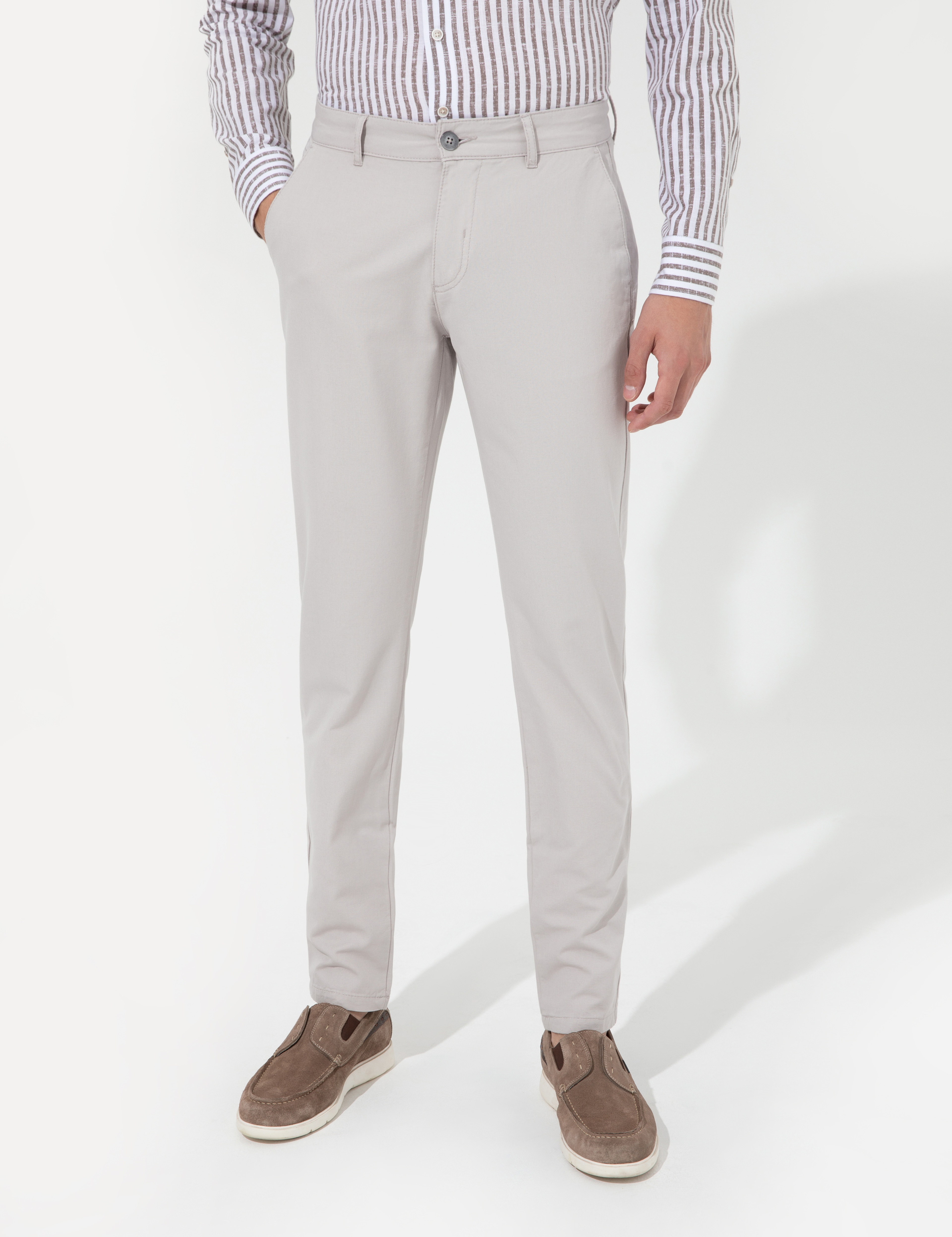 Gri Slim Fit Chino Pantolon - Image 2