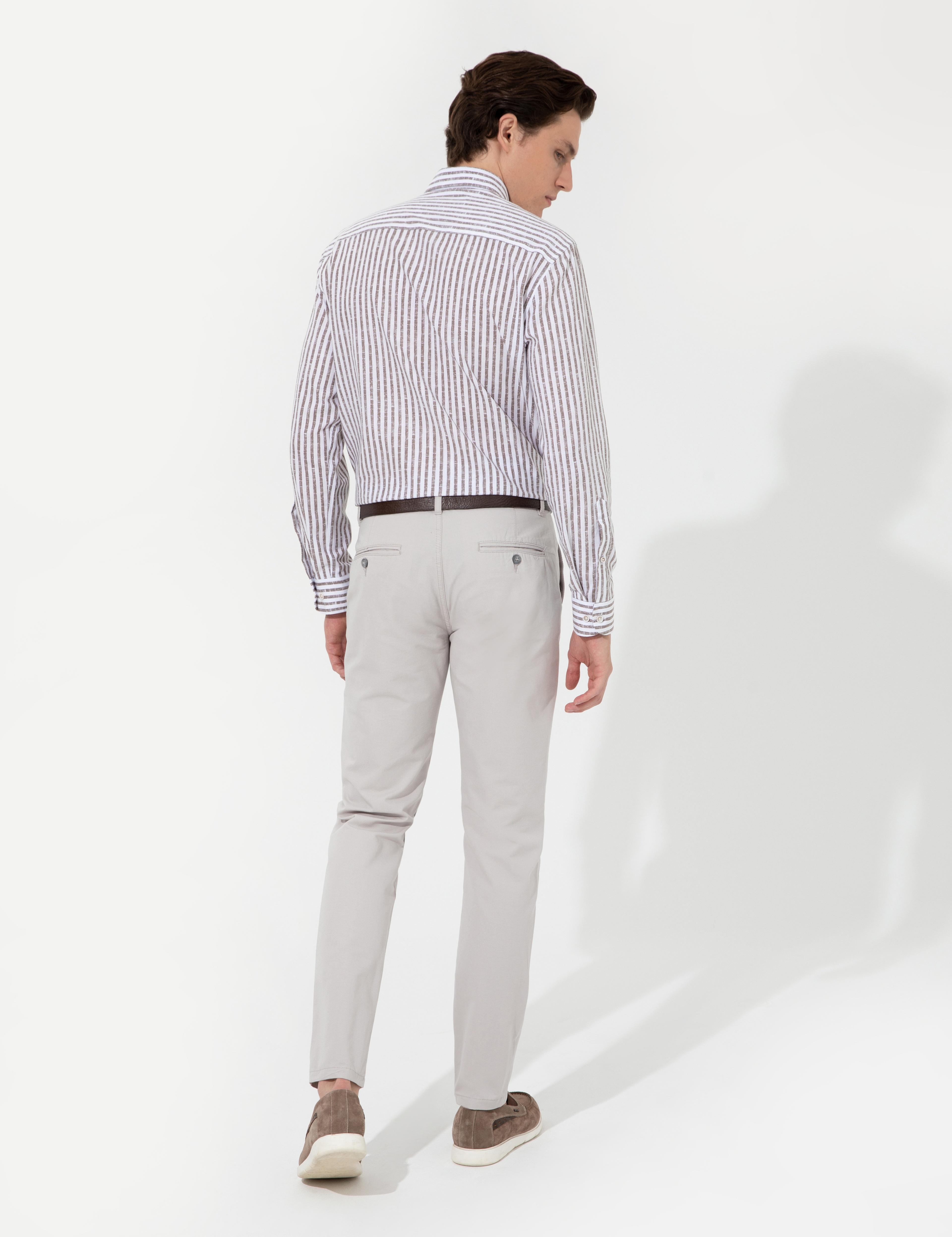 Gri Slim Fit Chino Pantolon - Image 4