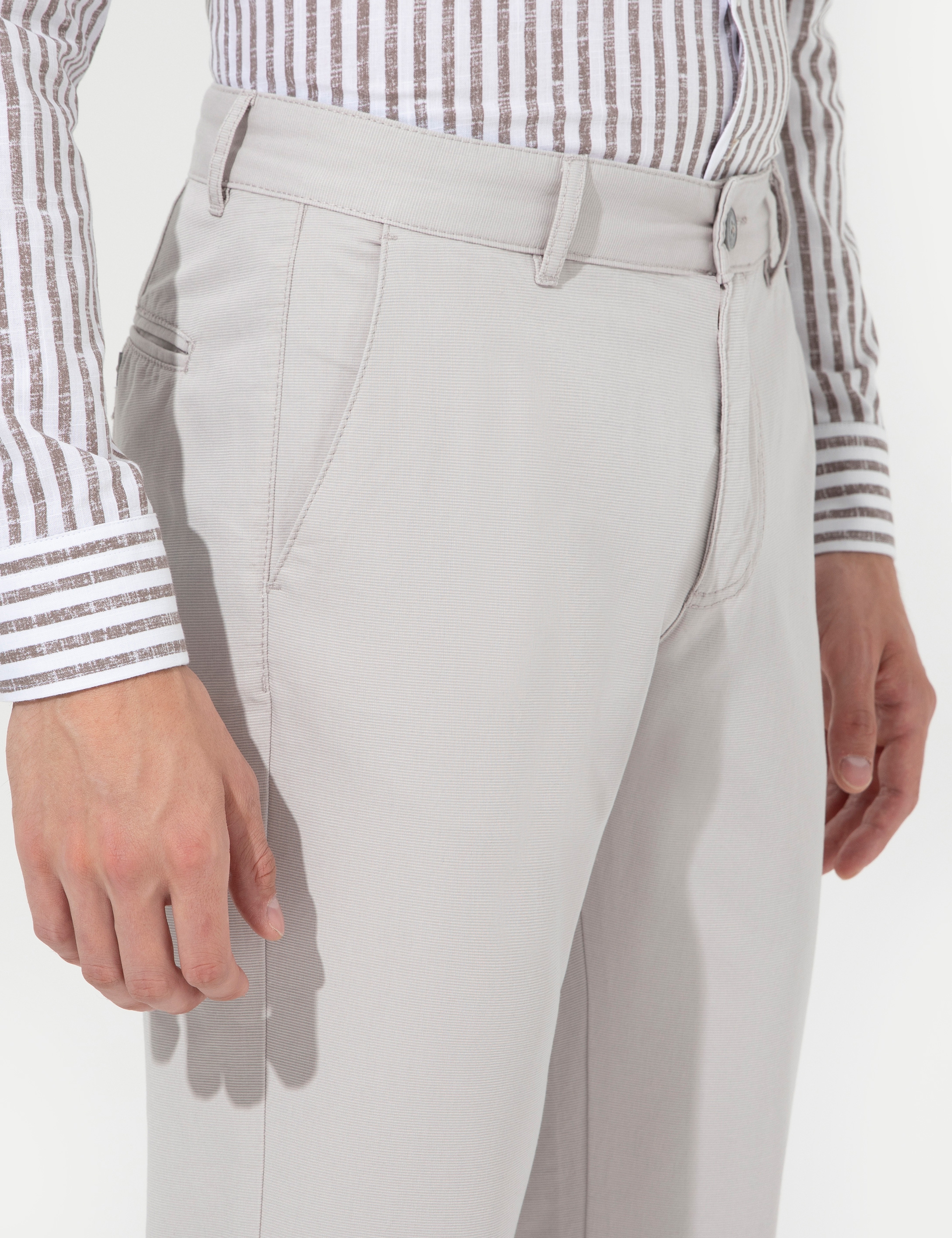 Gri Slim Fit Chino Pantolon - Image 5