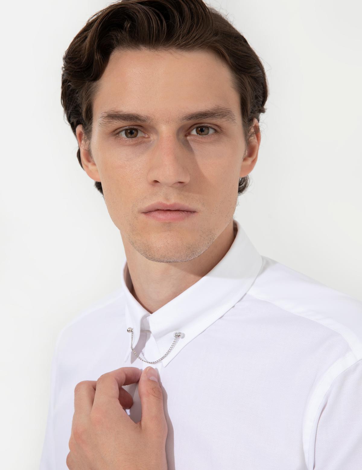 Beyaz Slim Fit Smokin Gömlek - 50251106008