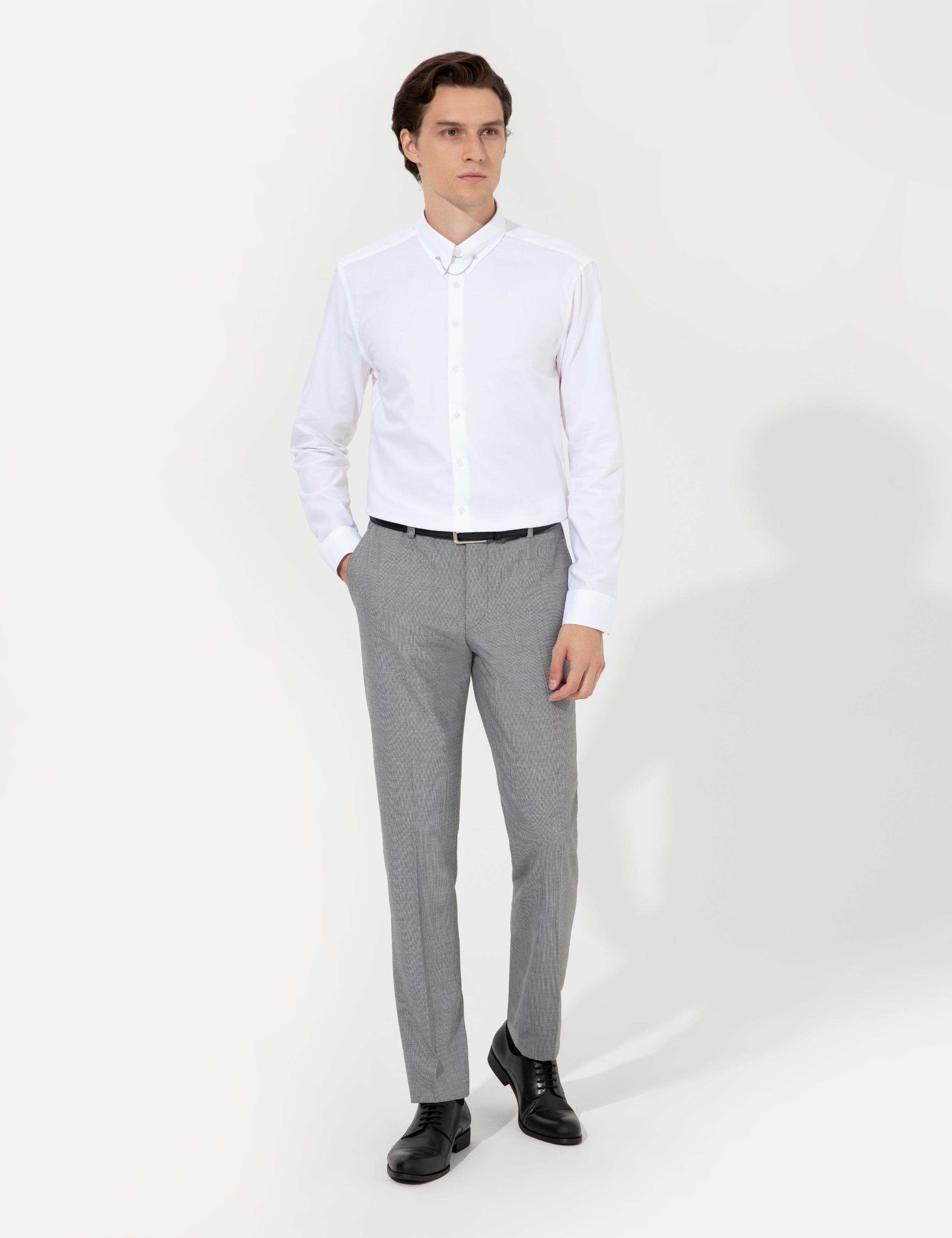 Beyaz Slim Fit Smokin Gömlek