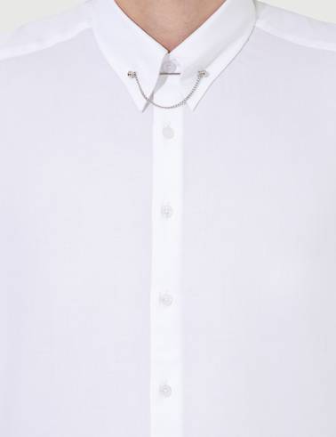 Beyaz Slim Fit Smokin Gömlek