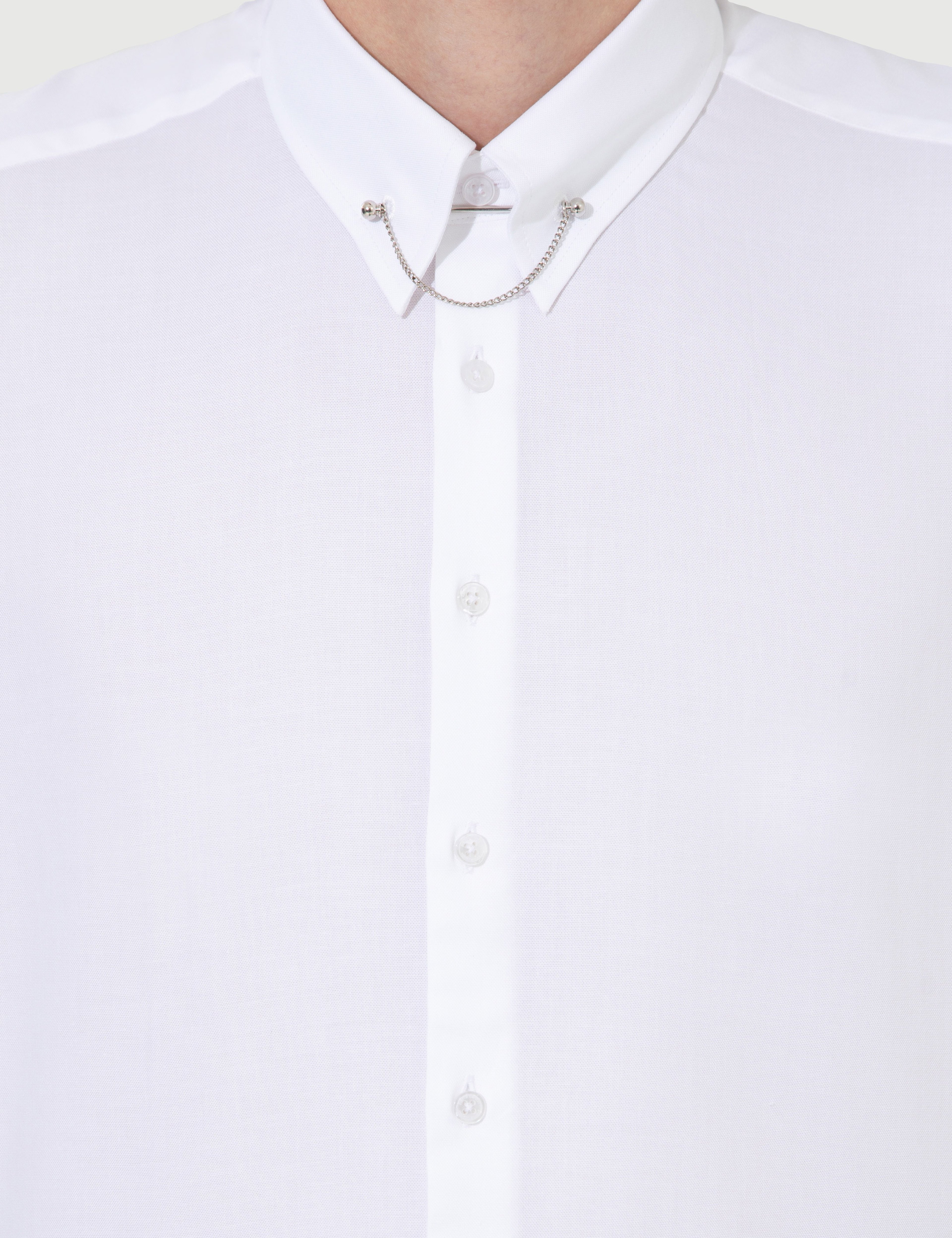 Beyaz Slim Fit Smokin Gömlek - Image 6