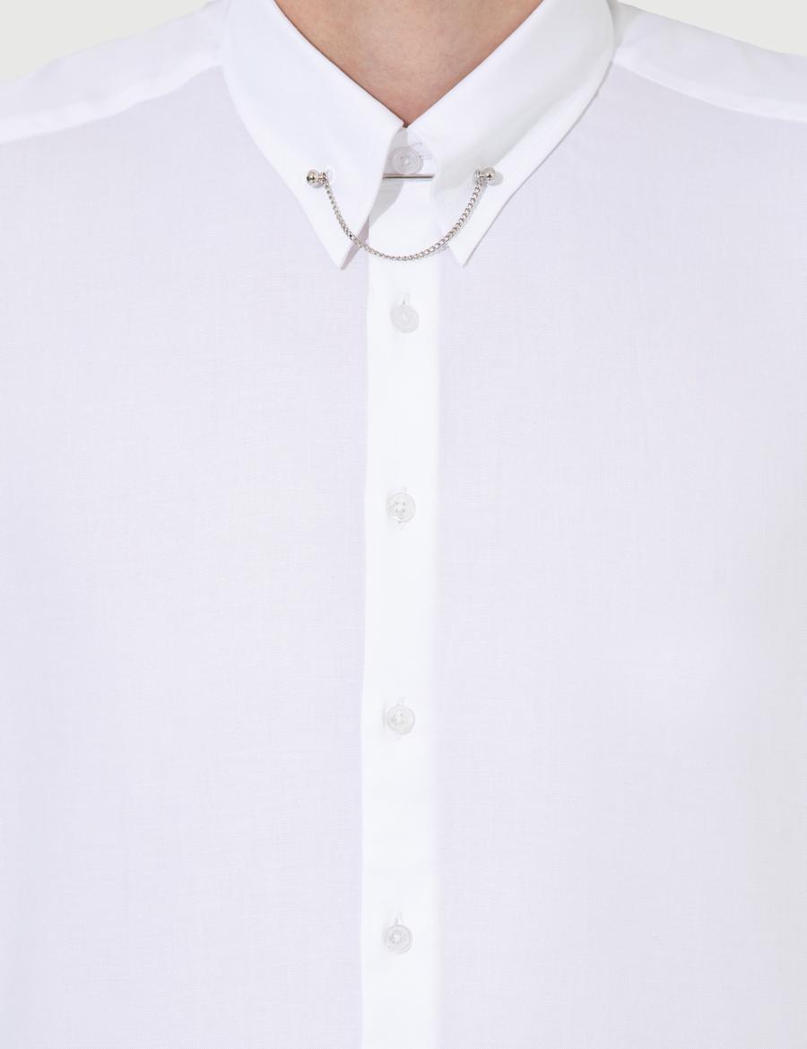 Beyaz Slim Fit Smokin Gömlek