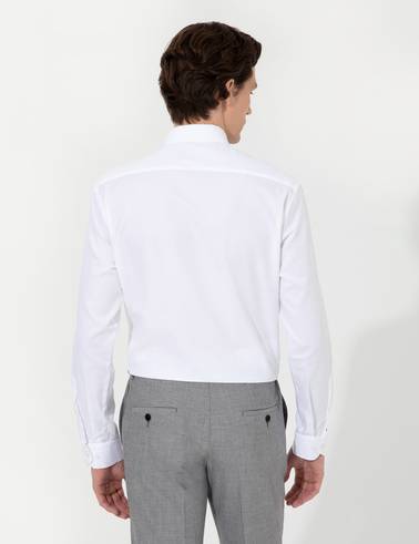 Beyaz Slim Fit Smokin Gömlek