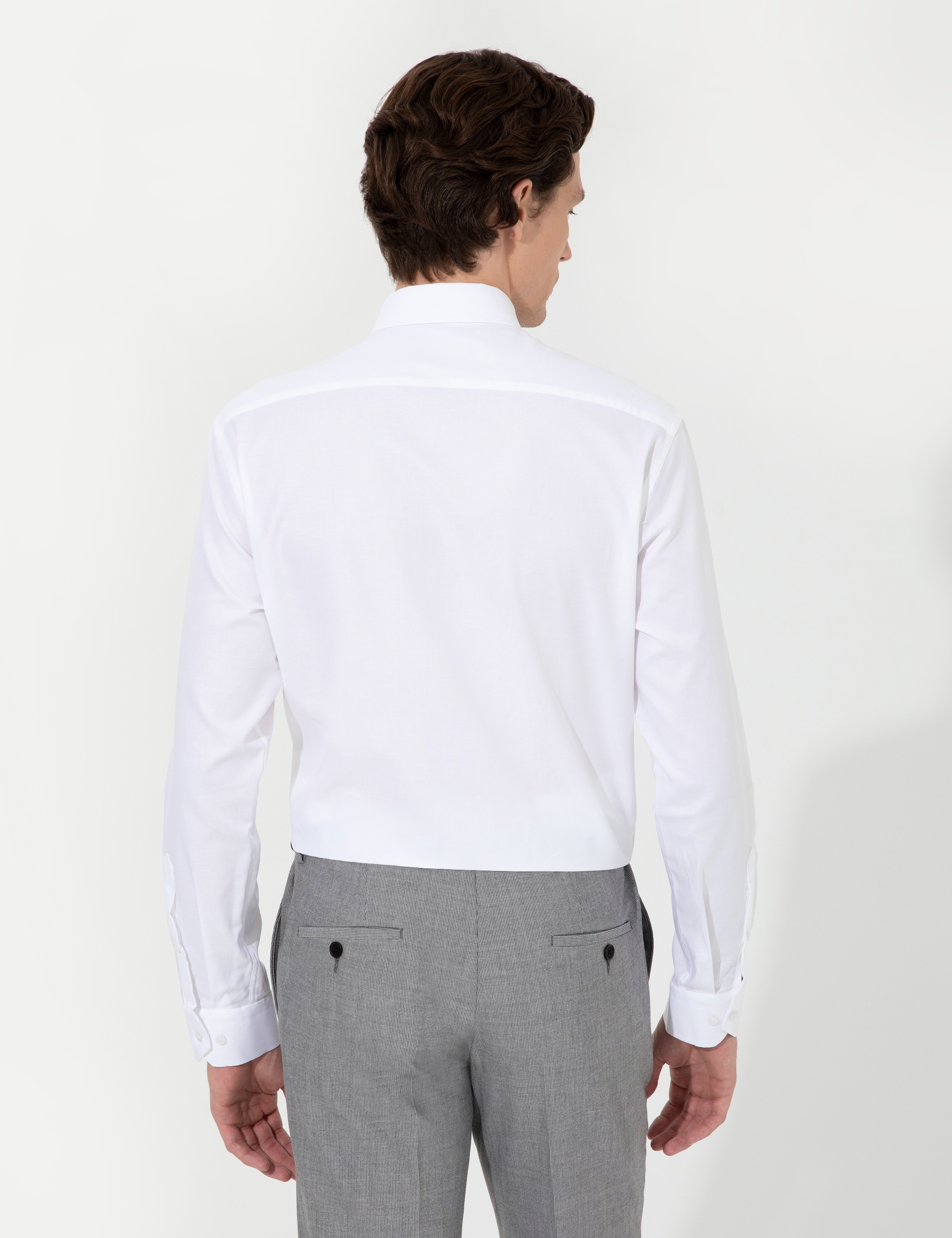 Beyaz Slim Fit Smokin Gömlek