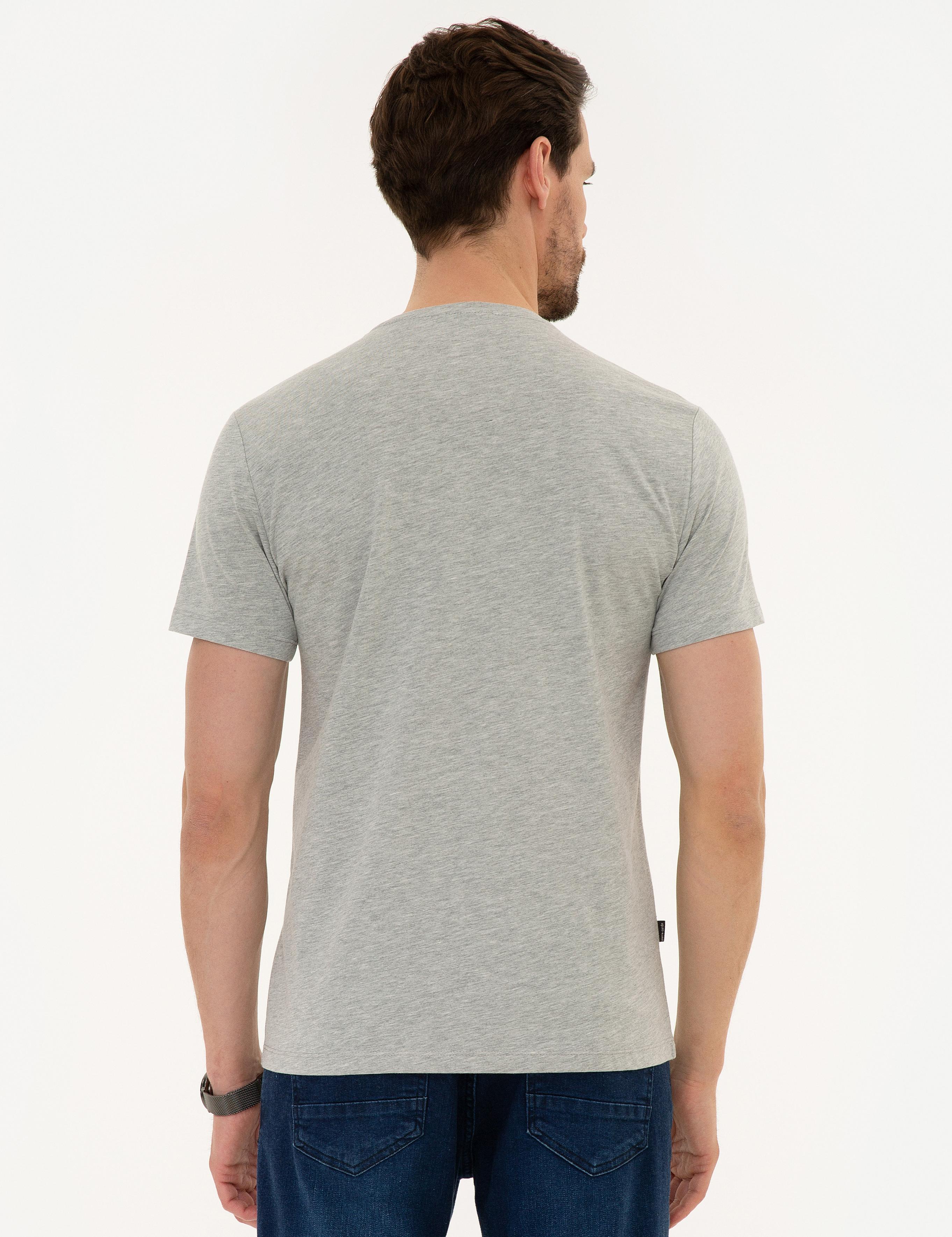 Açık Gri Melanj Slim Fit Bisiklet Yaka T-Shirt