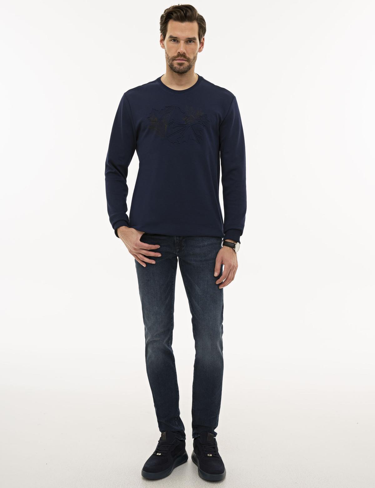 Lacivert Standart Fit Bisiklet Yaka Sweatshirt - 50228193041