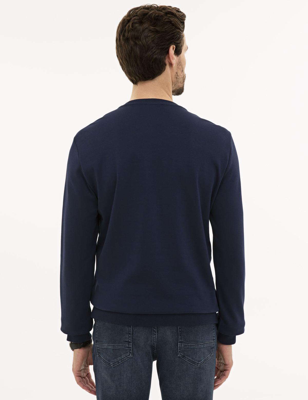 Lacivert Standart Fit Bisiklet Yaka Sweatshirt - 50228193041