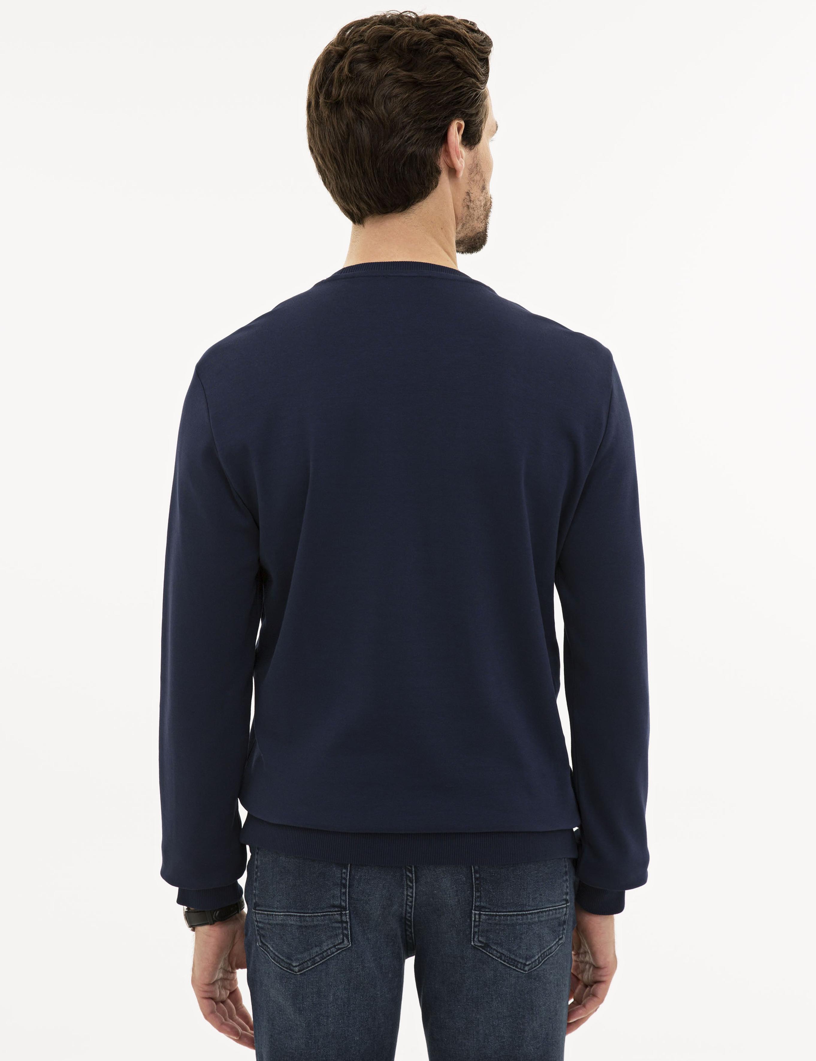 Lacivert Standart Fit Bisiklet Yaka Sweatshirt