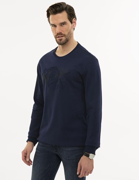 Lacivert Standart Fit Bisiklet Yaka Sweatshirt - 50228193041