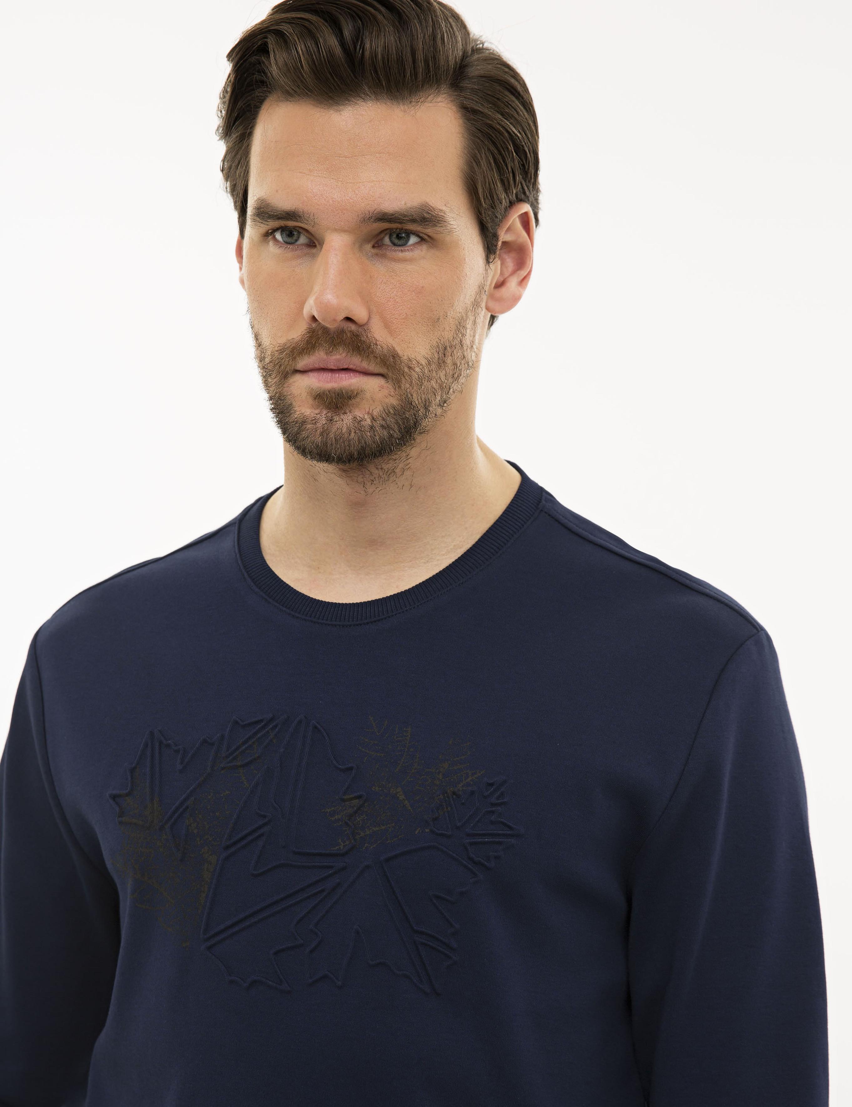 Lacivert Standart Fit Bisiklet Yaka Sweatshirt