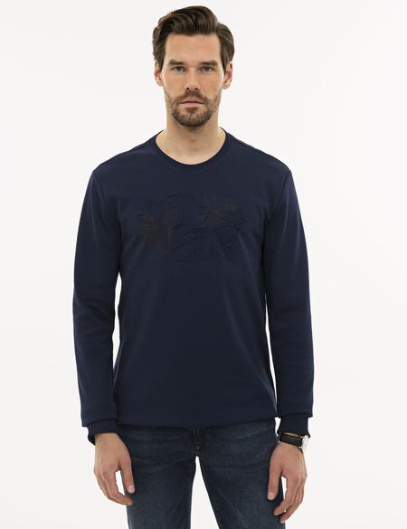 Lacivert Standart Fit Bisiklet Yaka Sweatshirt - 50228193041