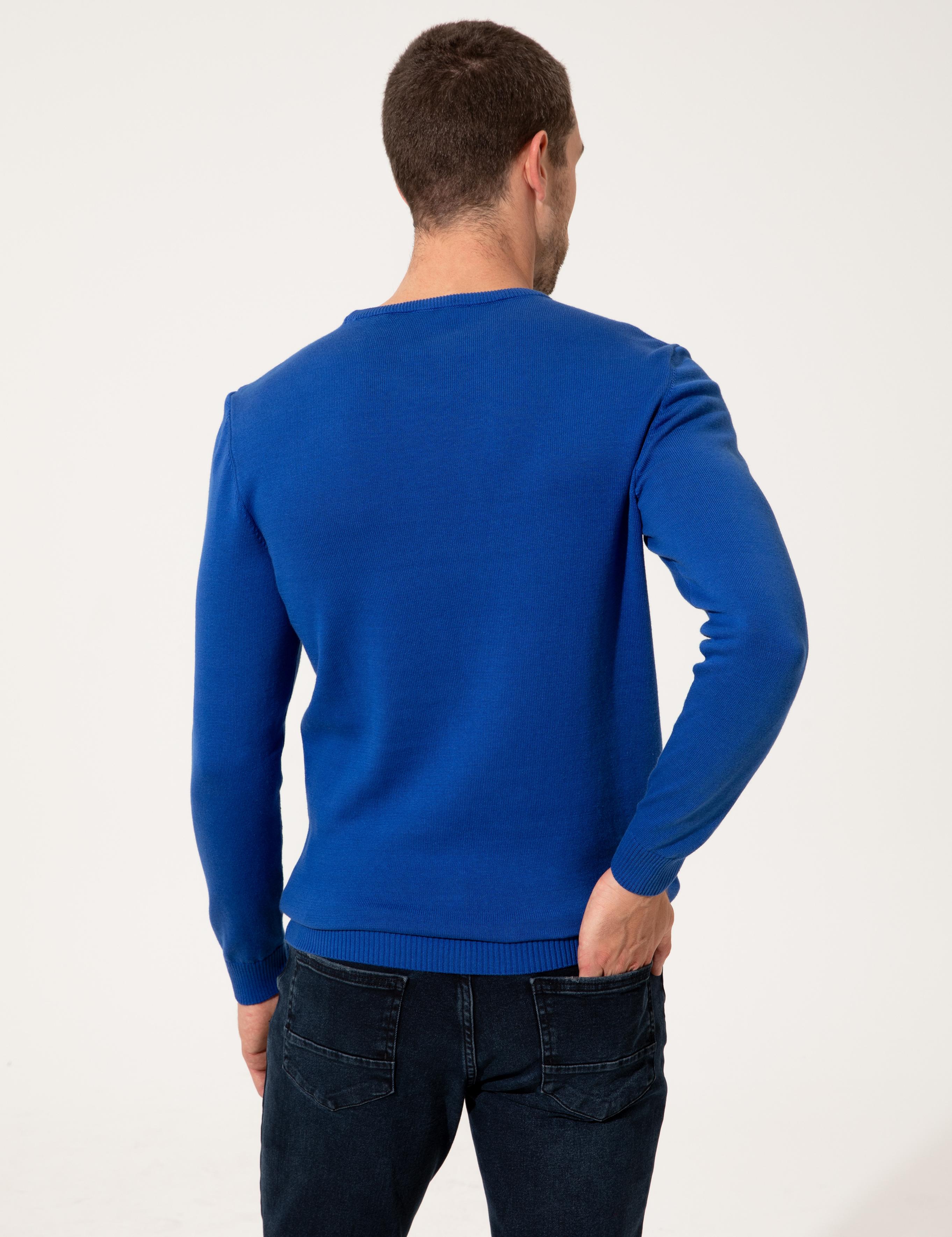 Saks Melanj Slim Fit Bisiklet Yaka Triko Kazak