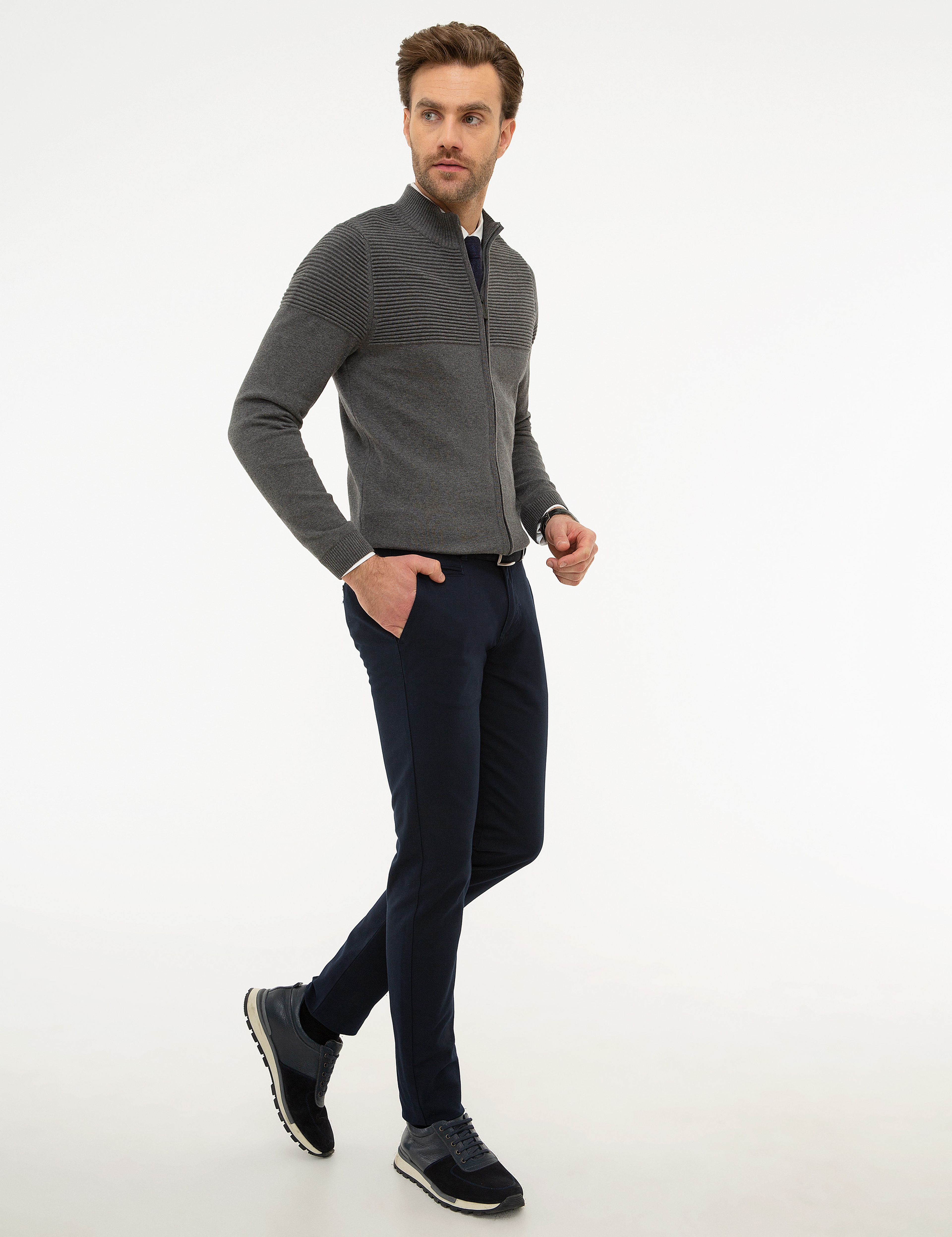 Lacivert Slim Fit Chino Pantolon - Image 2