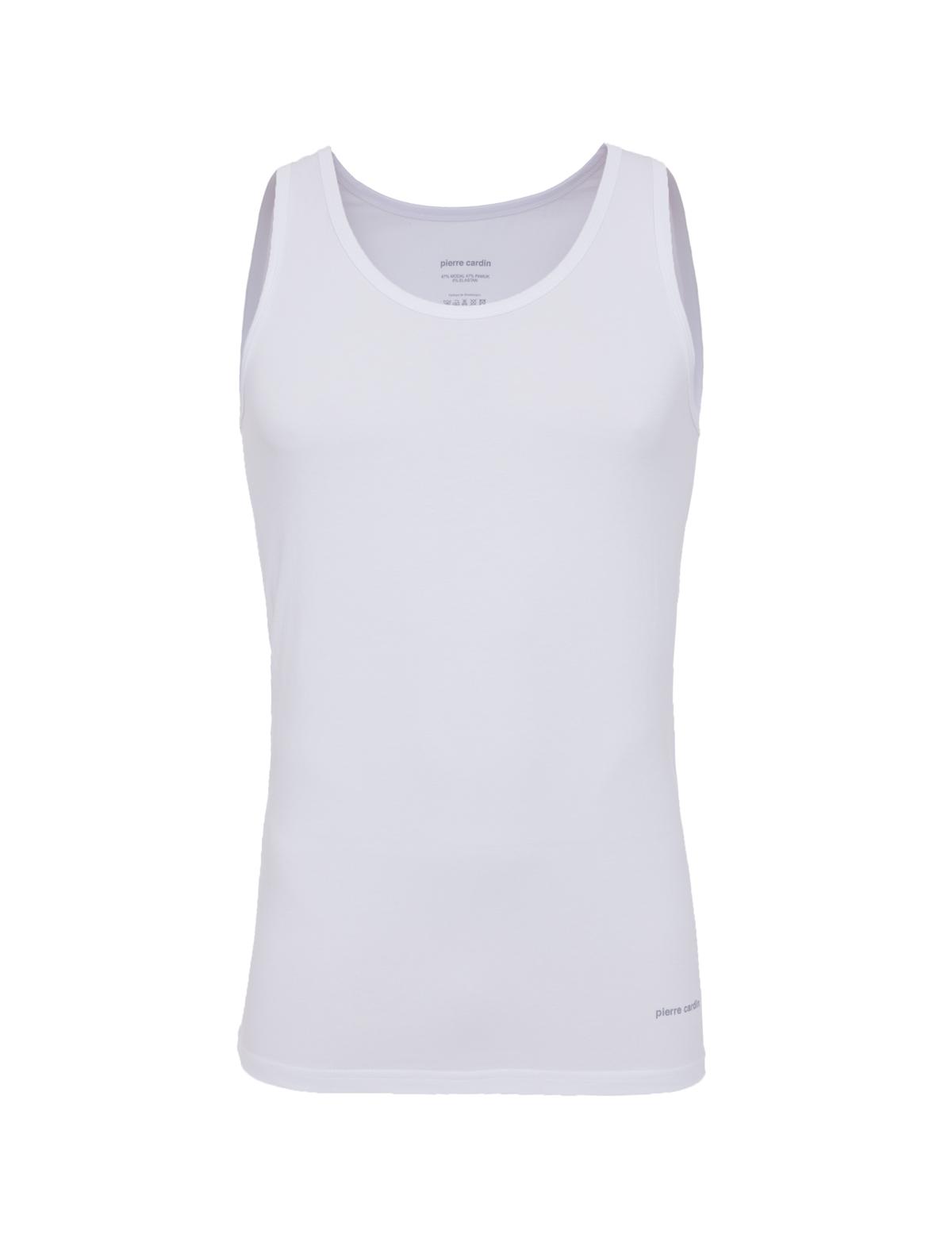 Beyaz Pamuk Modal Karışımlı 2'li Atlet - 50265427005