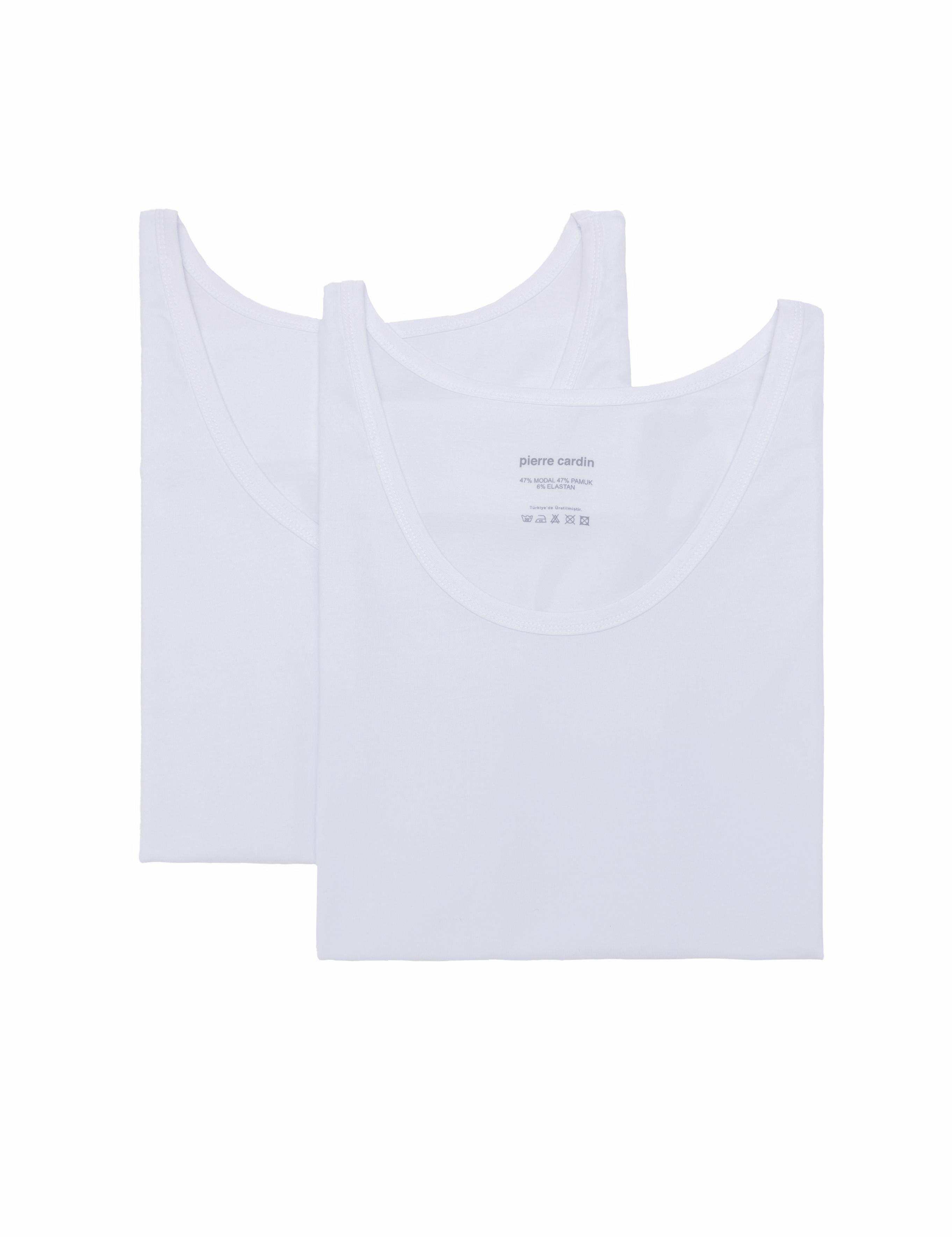 Beyaz Pamuk Modal Karışımlı 2'li Atlet