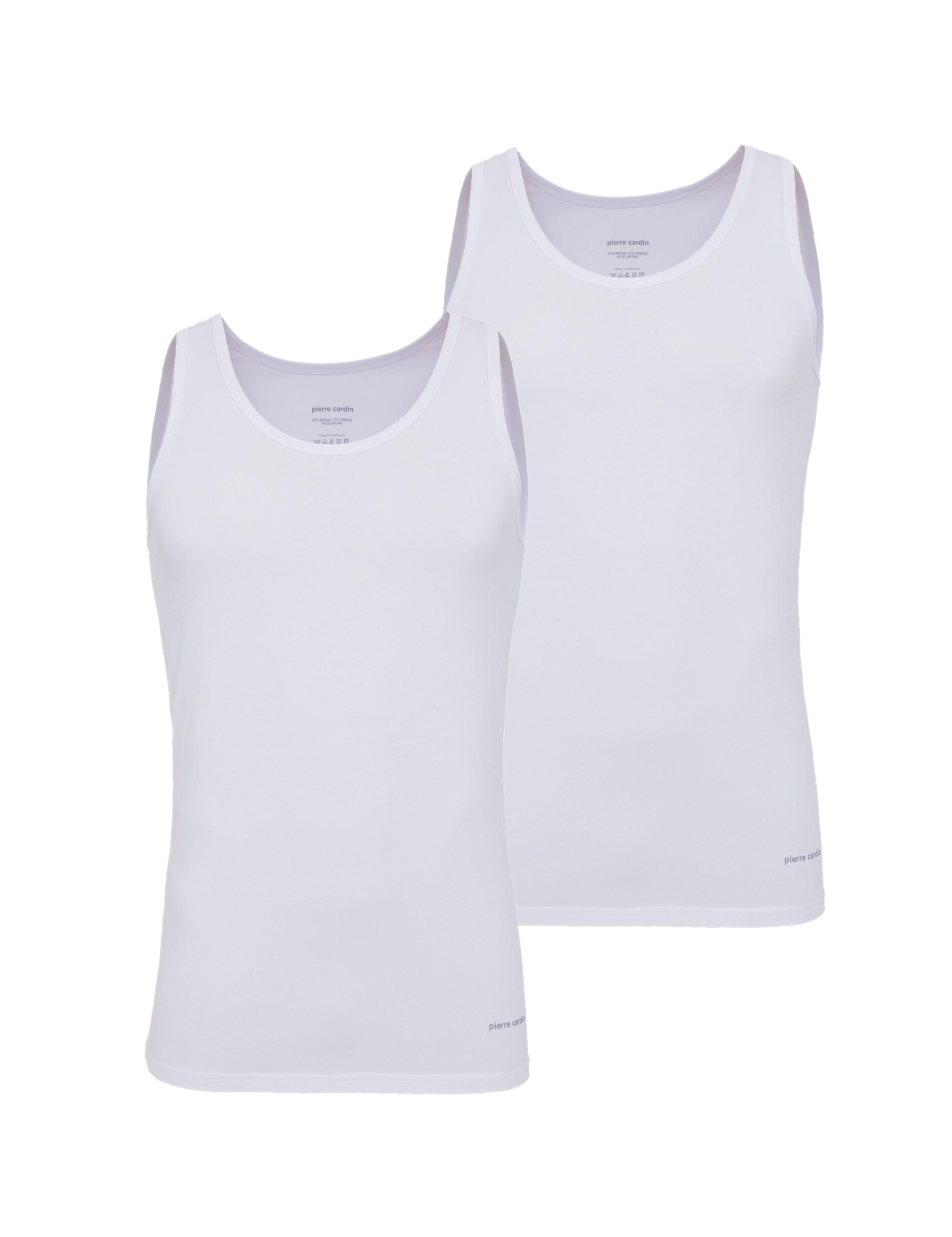 Beyaz Pamuk Modal Karışımlı 2'li Atlet