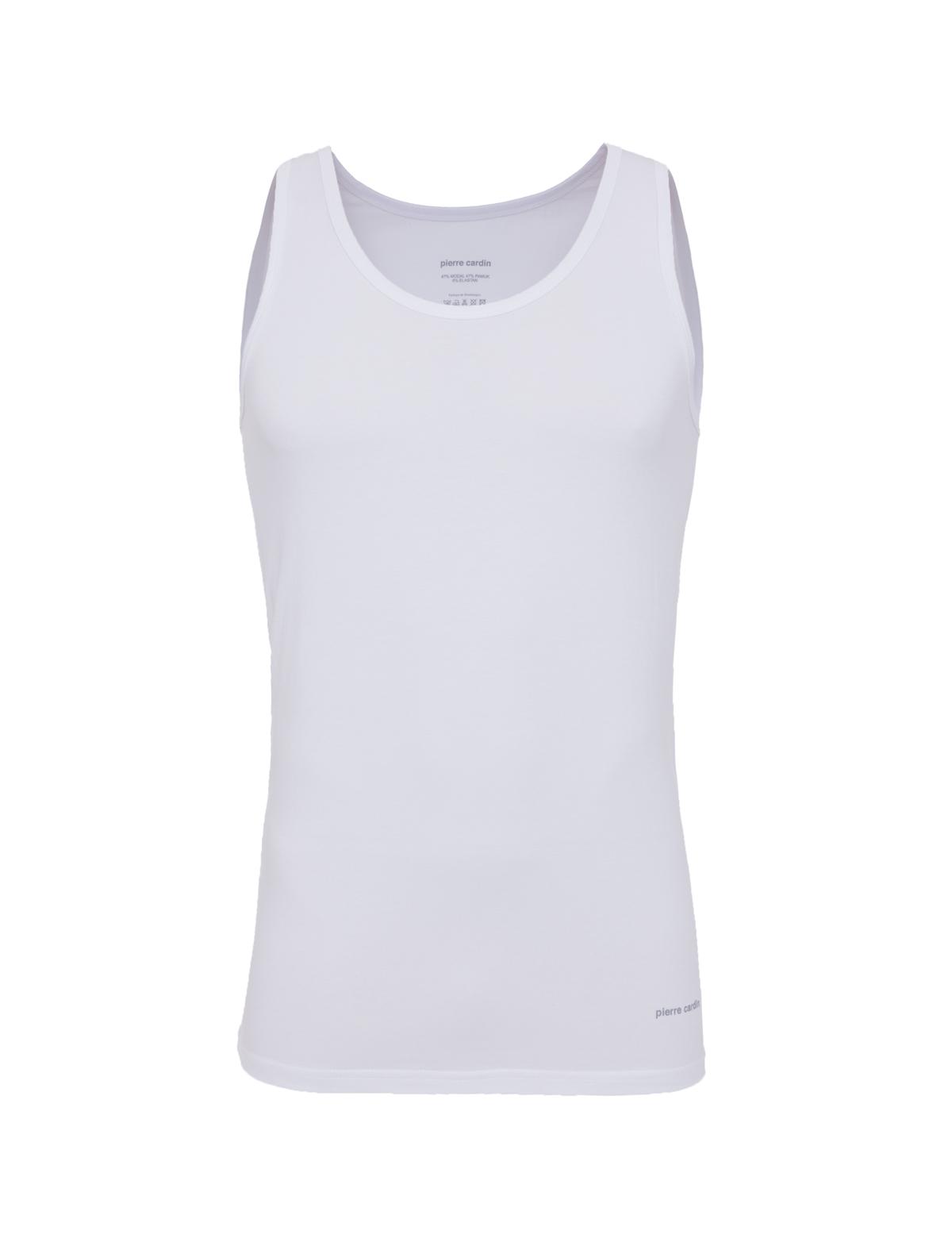 Beyaz Pamuk Modal Karışımlı 2'li Atlet - 50265427005