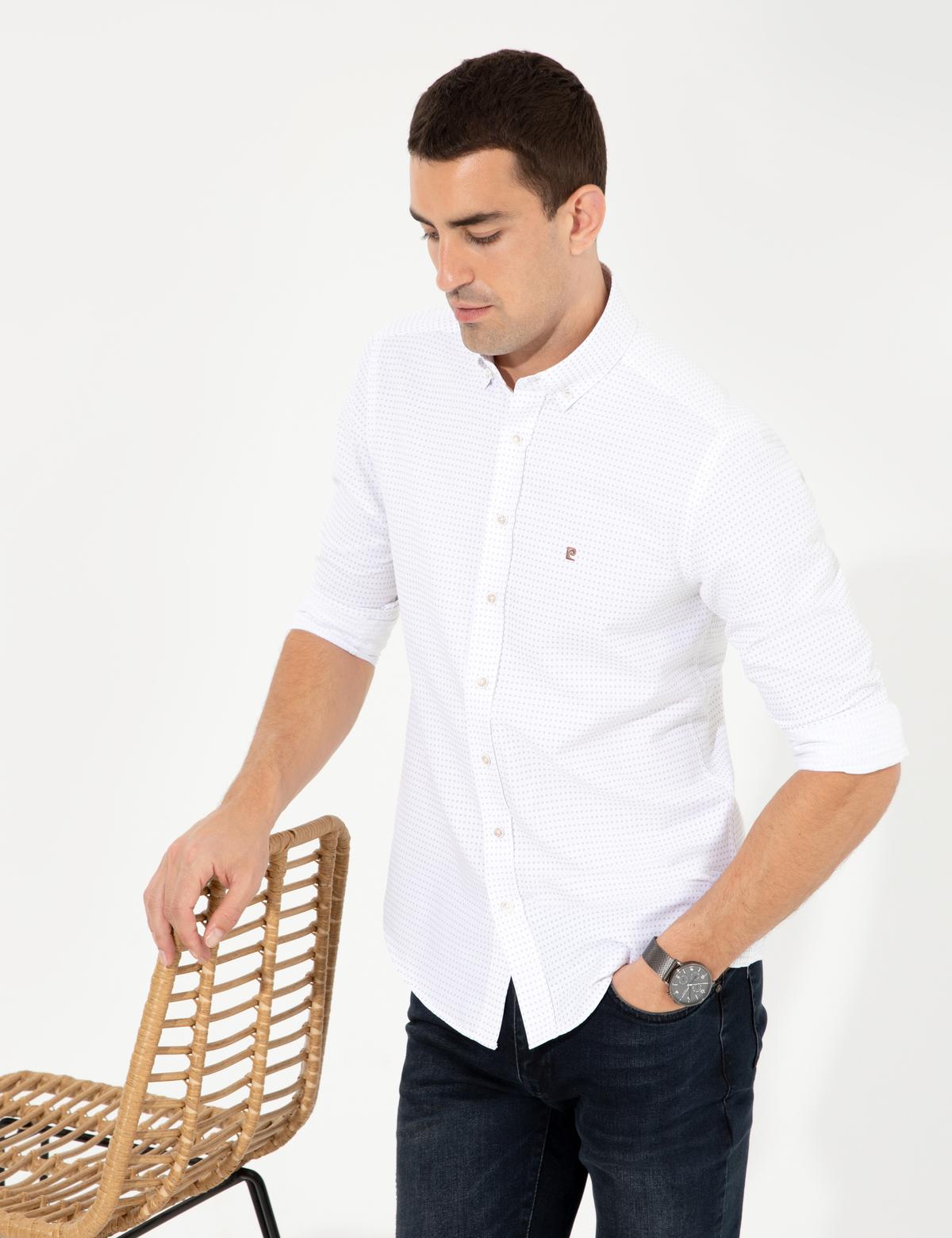 Bej Slim Fit Uzun Kollu Gömlek - 50255249012