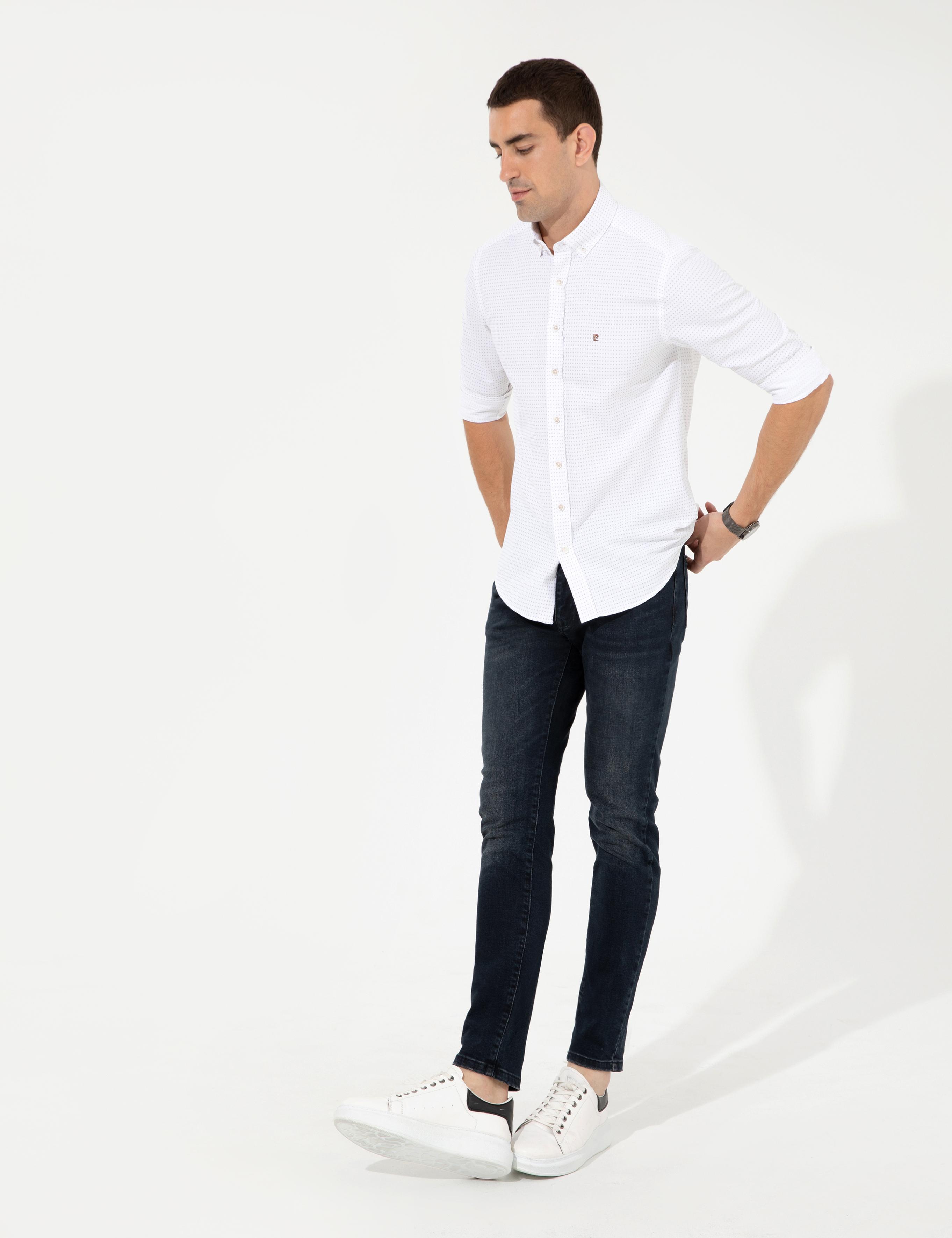 Bej Slim Fit Uzun Kollu Gömlek