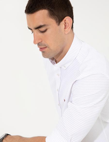 Bej Slim Fit Uzun Kollu Gömlek - 50255249012