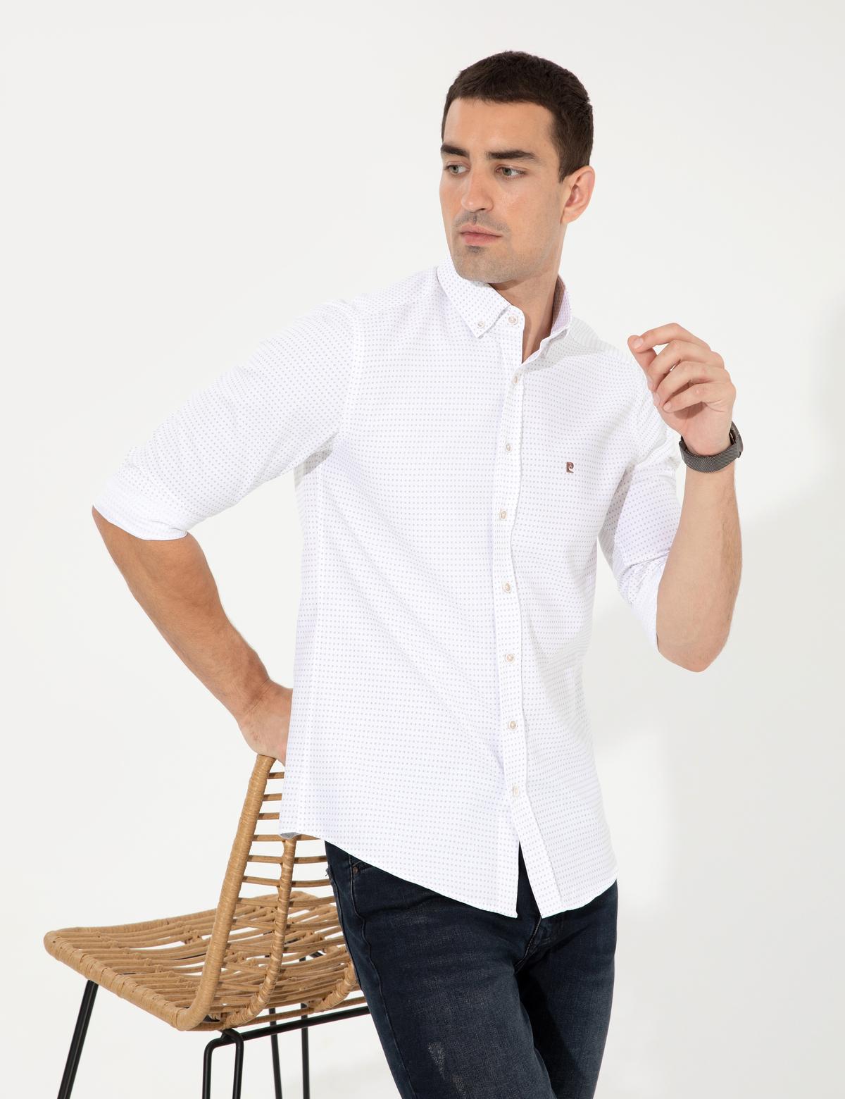 Bej Slim Fit Uzun Kollu Gömlek - 50255249012