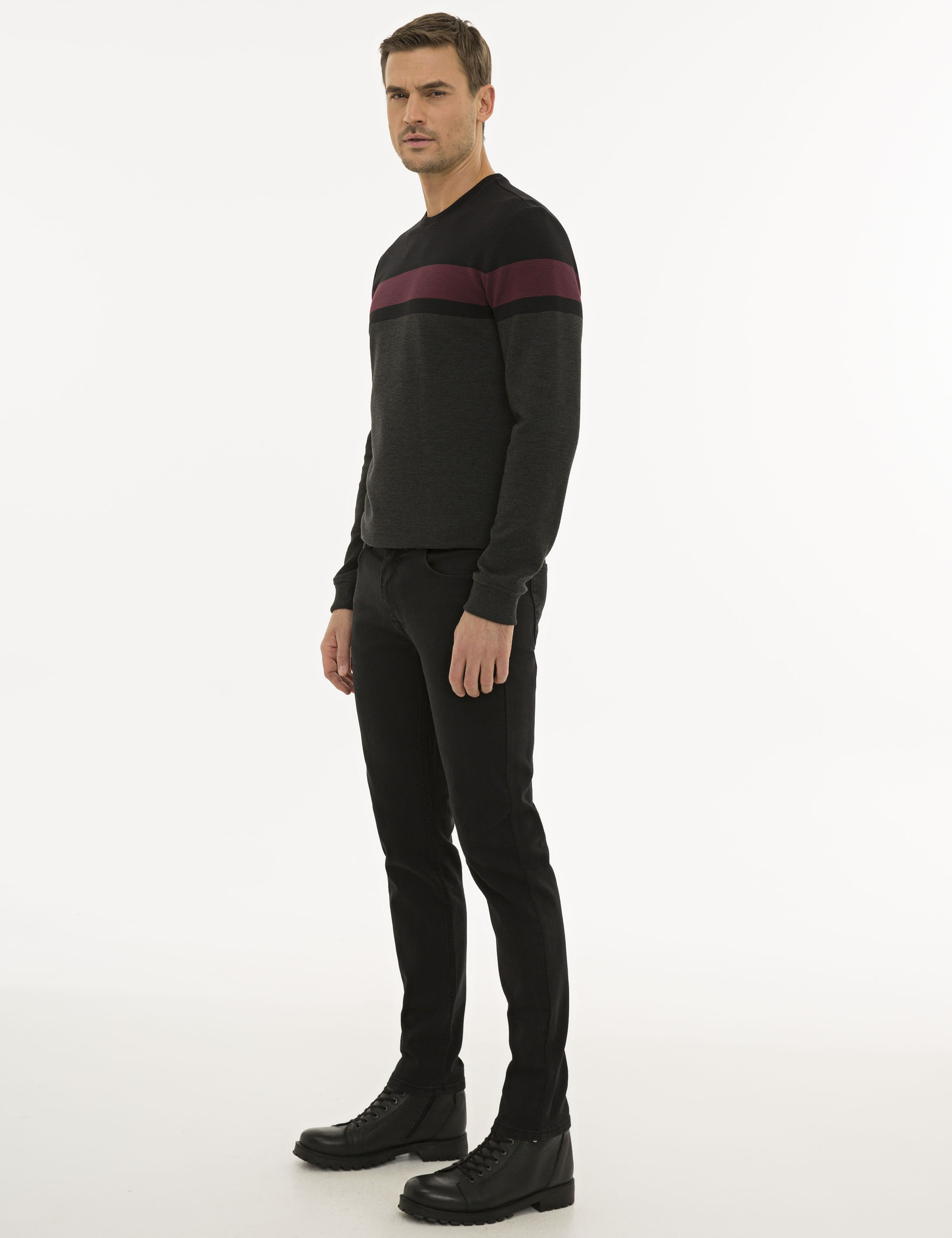 Siyah Slim Fit Denim Pantolon - Image 2