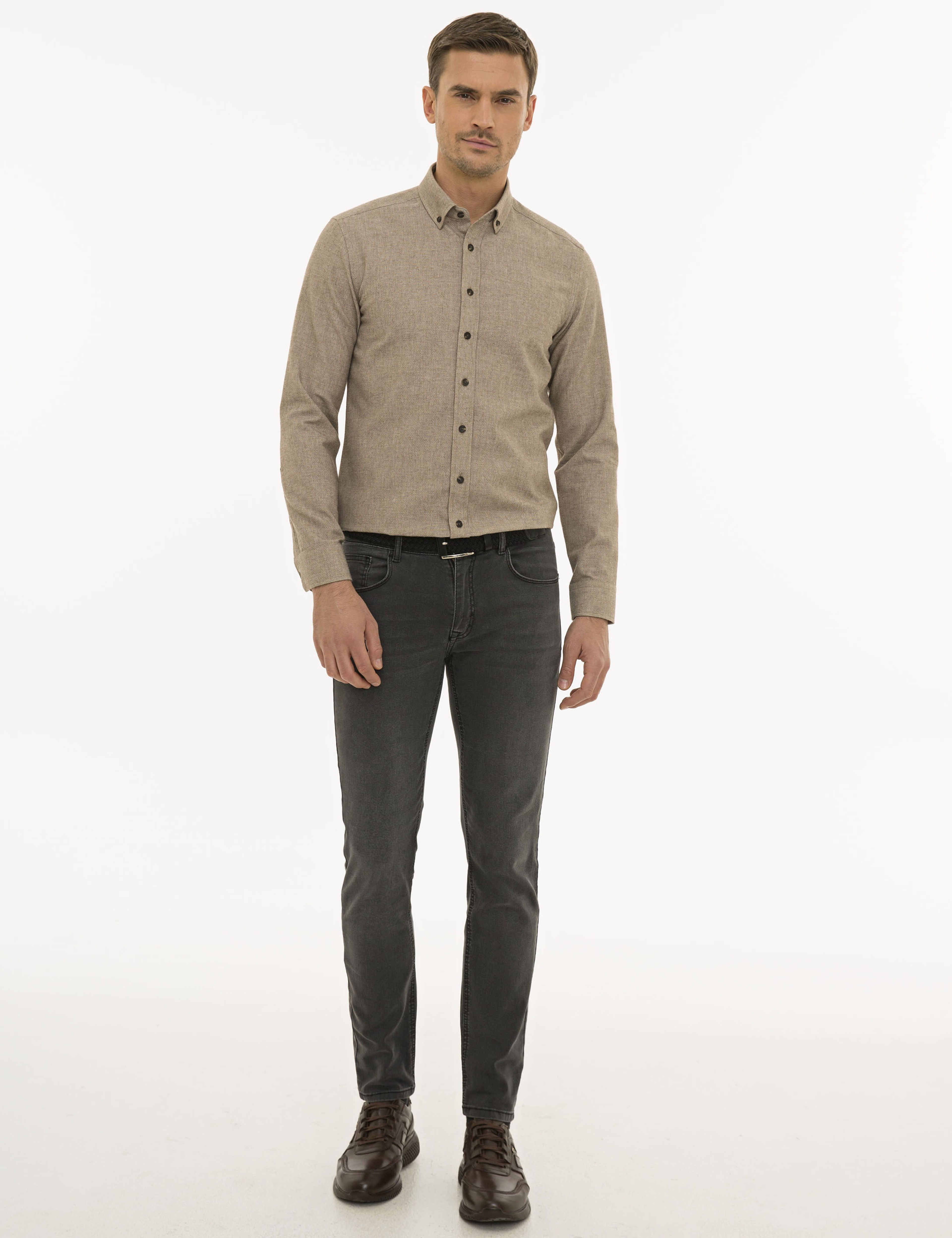 Antrasit Slim Fit Denim Pantolon - Image 1