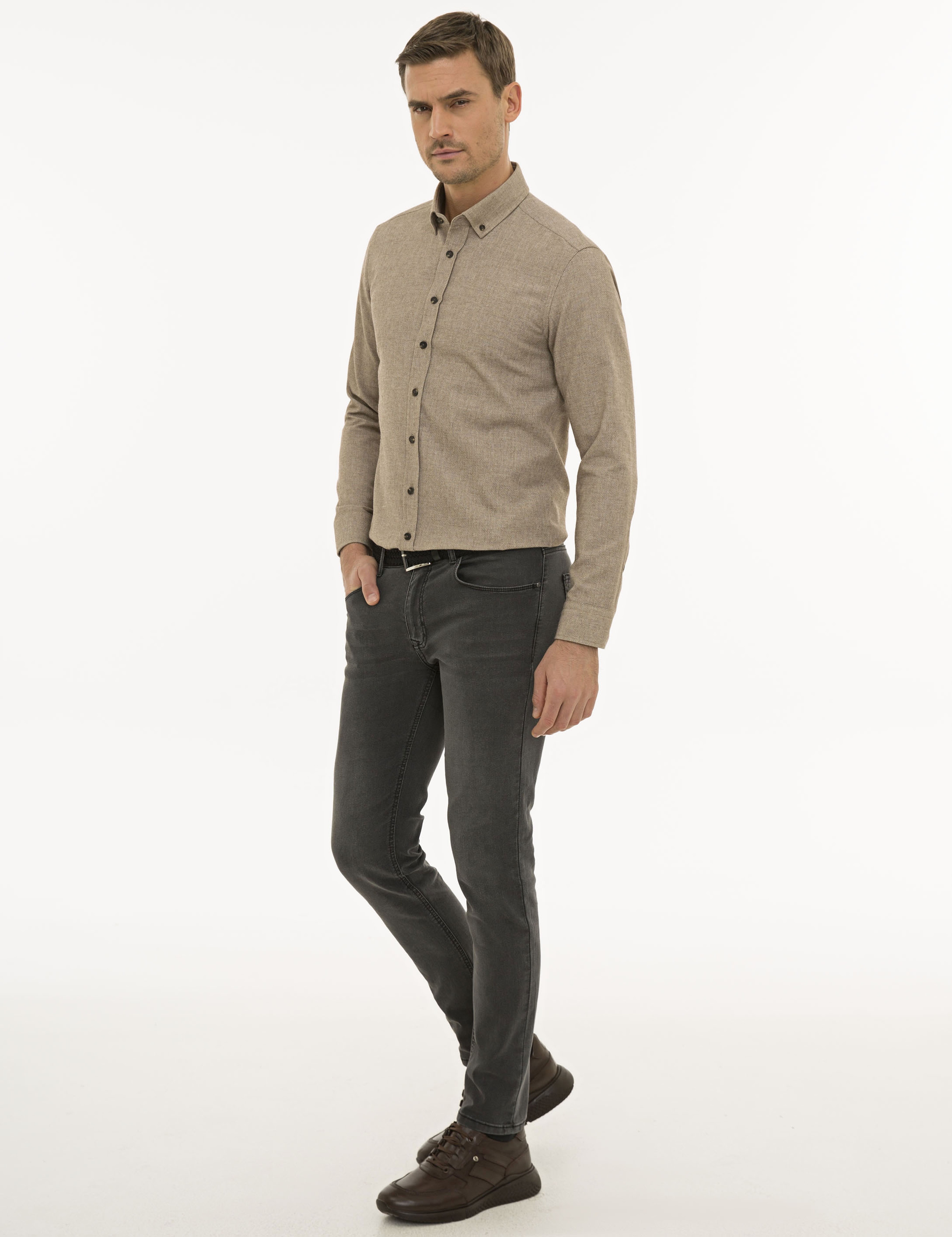 Antrasit Slim Fit Denim Pantolon - Image 2