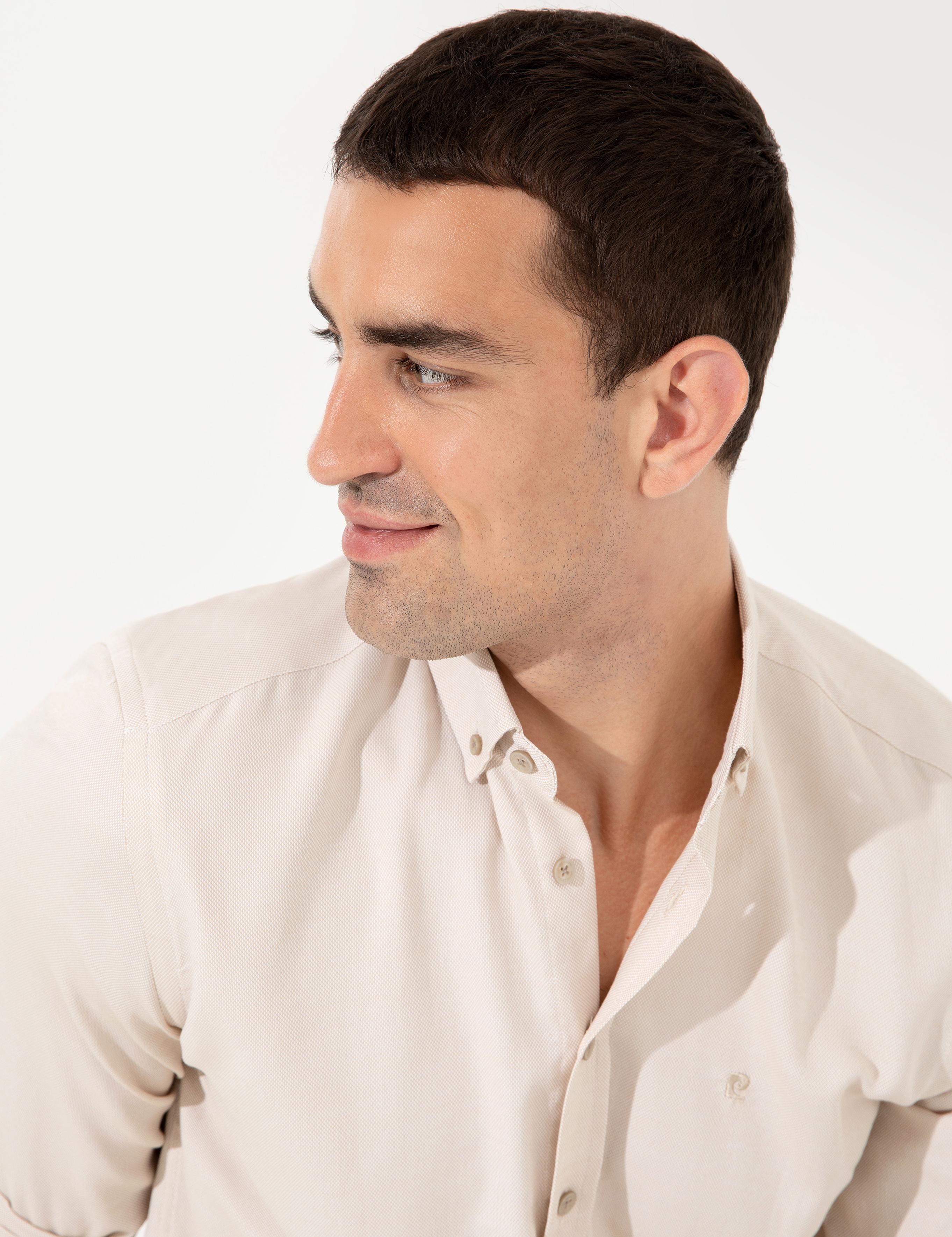 Bej Slim Fit Oxford Gömlek