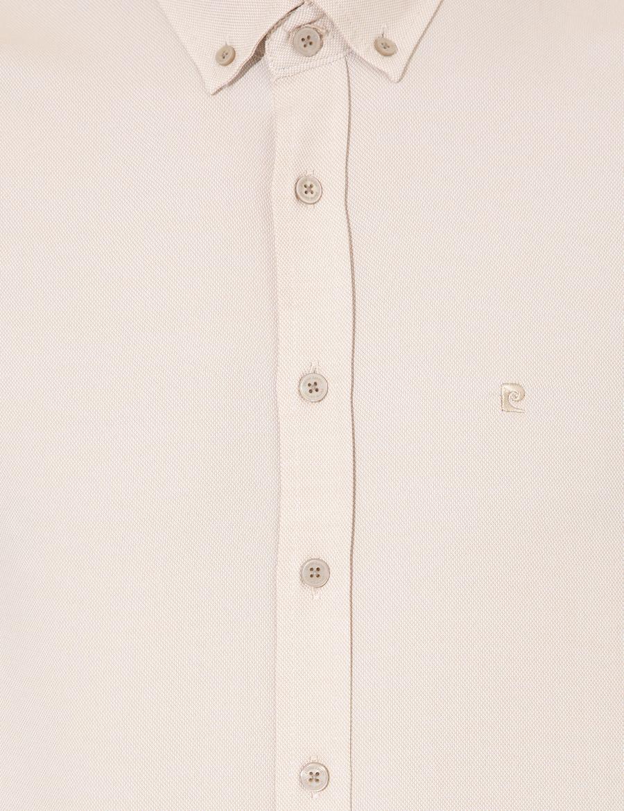 Bej Slim Fit Oxford Gömlek