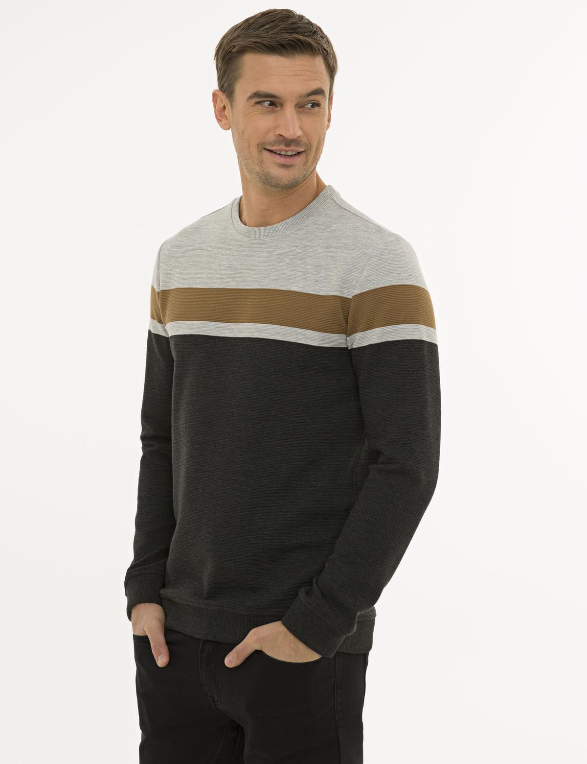 Koyu Gri Melanj Standart Fit Sweatshirt - 50227571014