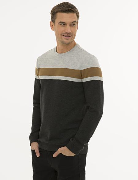 Koyu Gri Melanj Standart Fit Sweatshirt - 50227571014