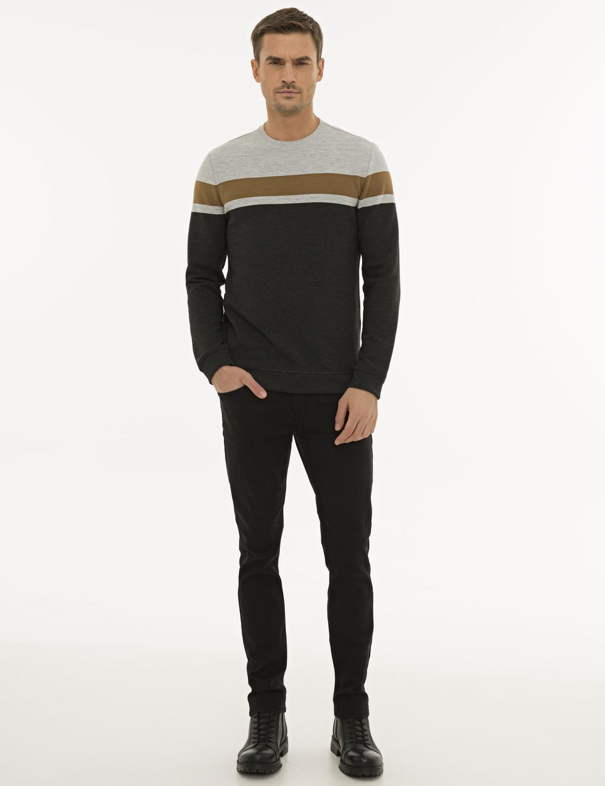 Koyu Gri Melanj Standart Fit Sweatshirt - 50227571014