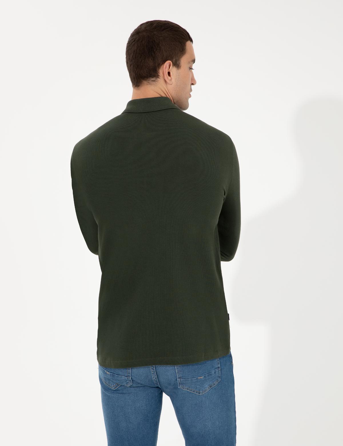 Koyu Yeşil Slim Fit Basic Sweatshirt - 50261102016