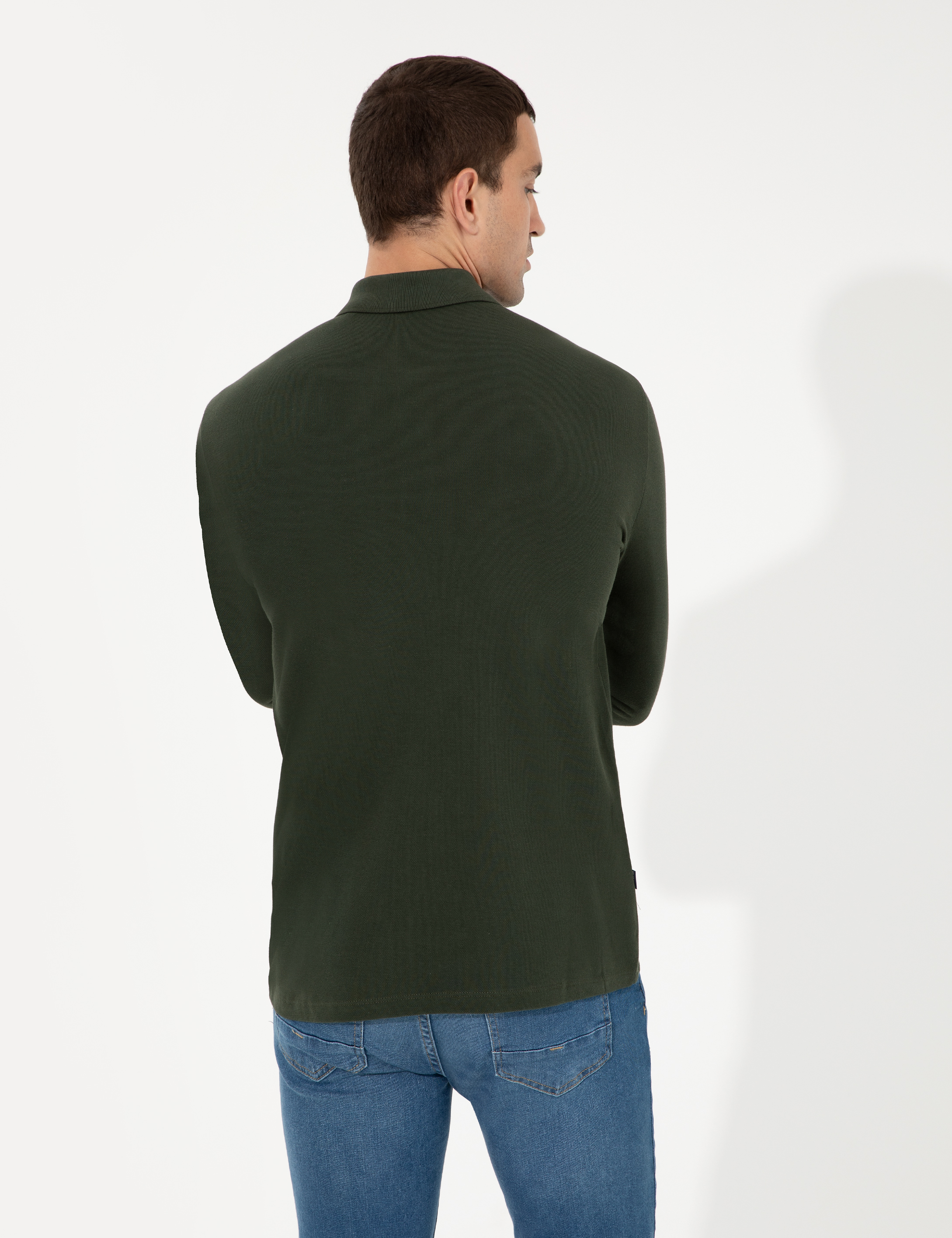 Koyu Yeşil Slim Fit Basic Sweatshirt