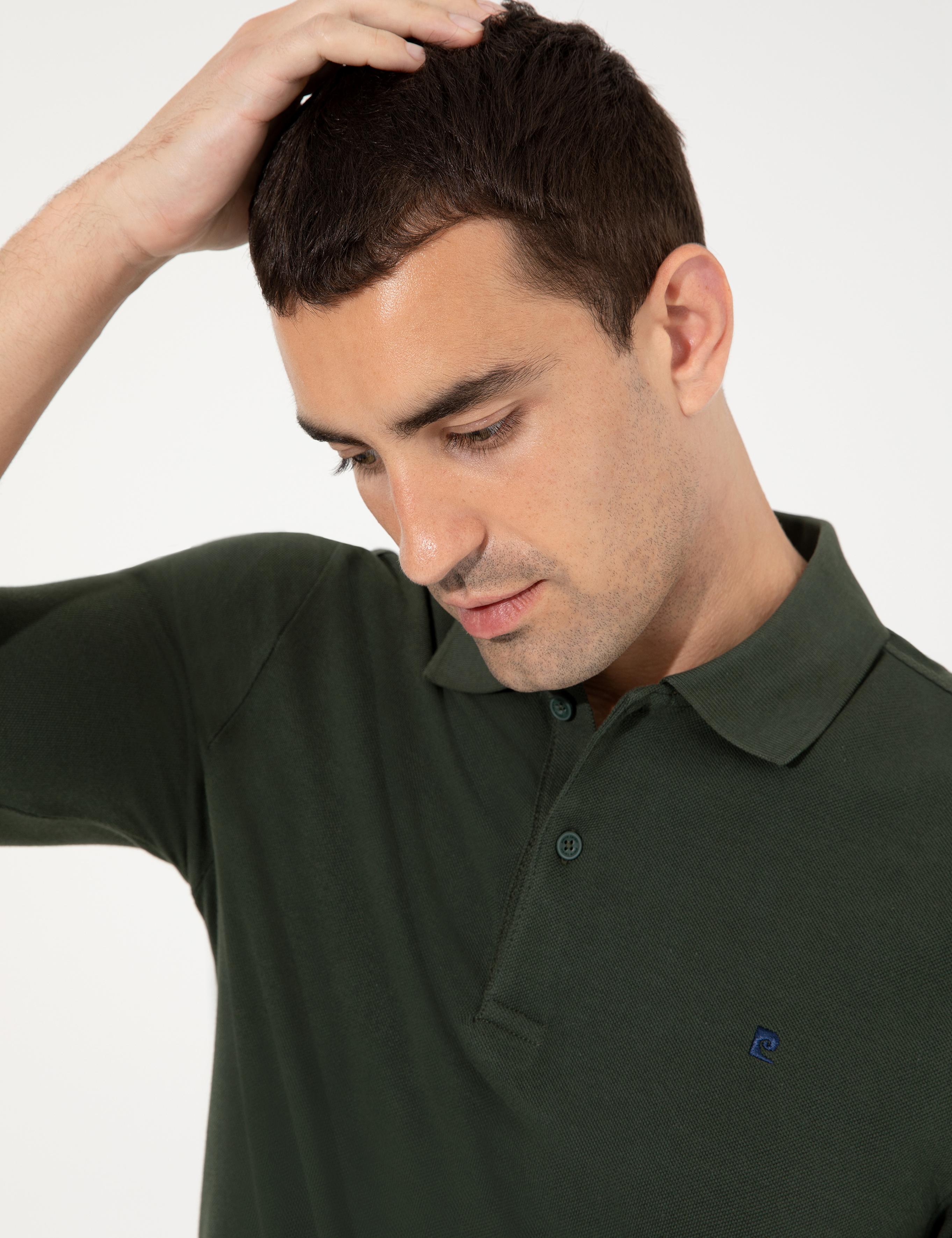 Koyu Yeşil Slim Fit Basic Sweatshirt