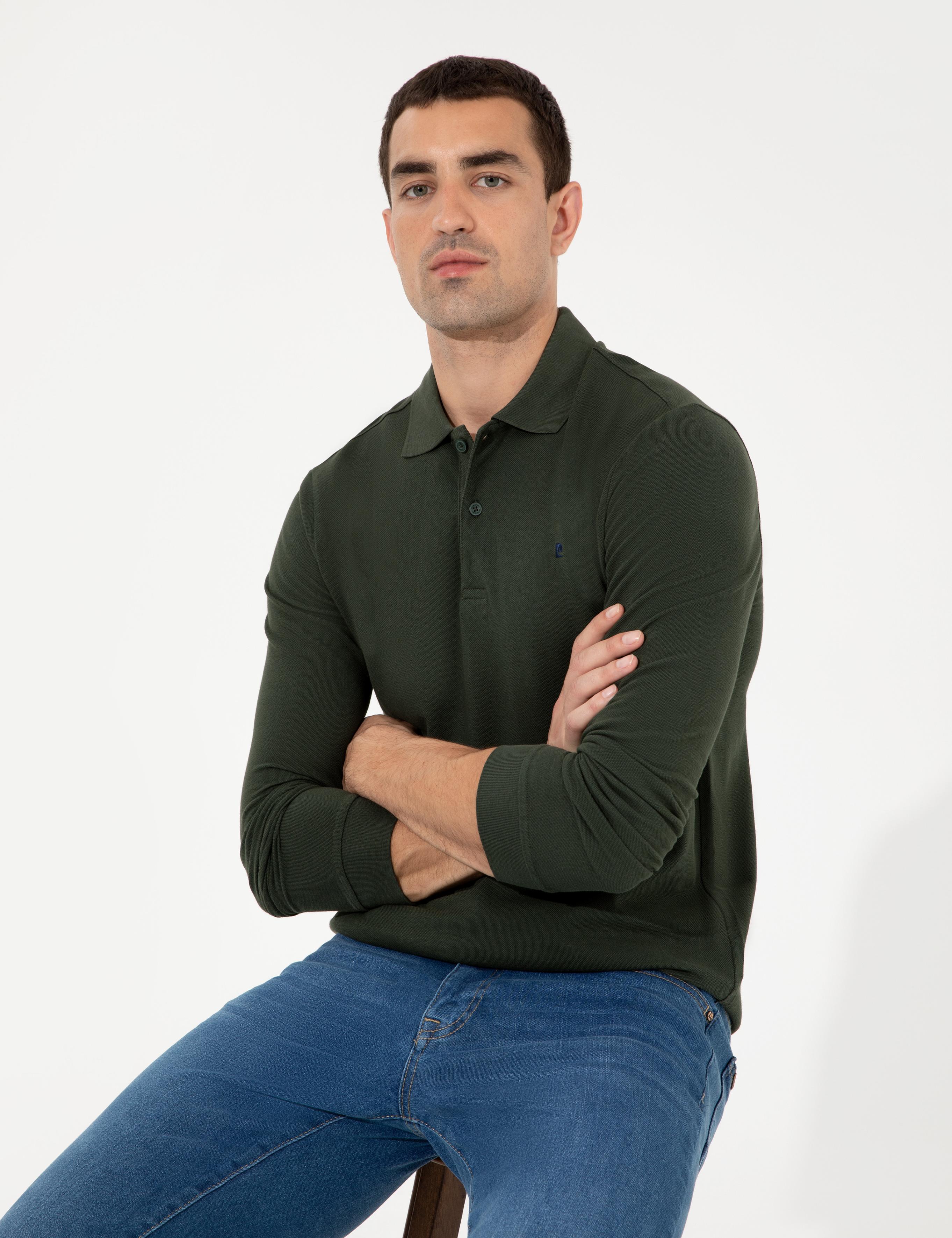 Koyu Yeşil Slim Fit Basic Sweatshirt