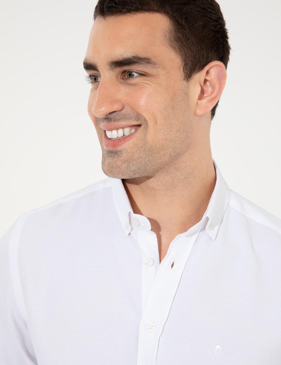 Beyaz Slim Fit Oxford Gömlek