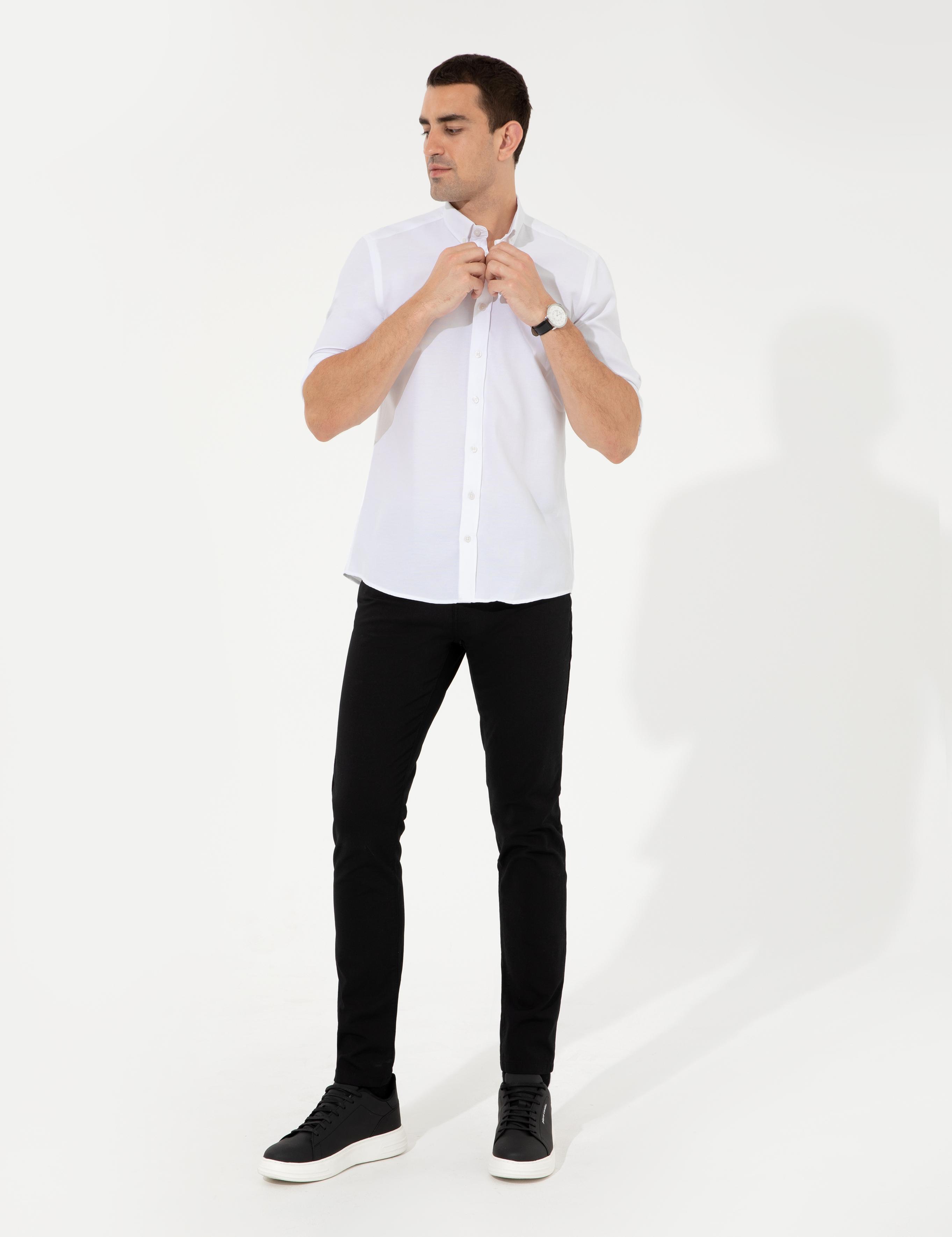 Beyaz Slim Fit Oxford Gömlek